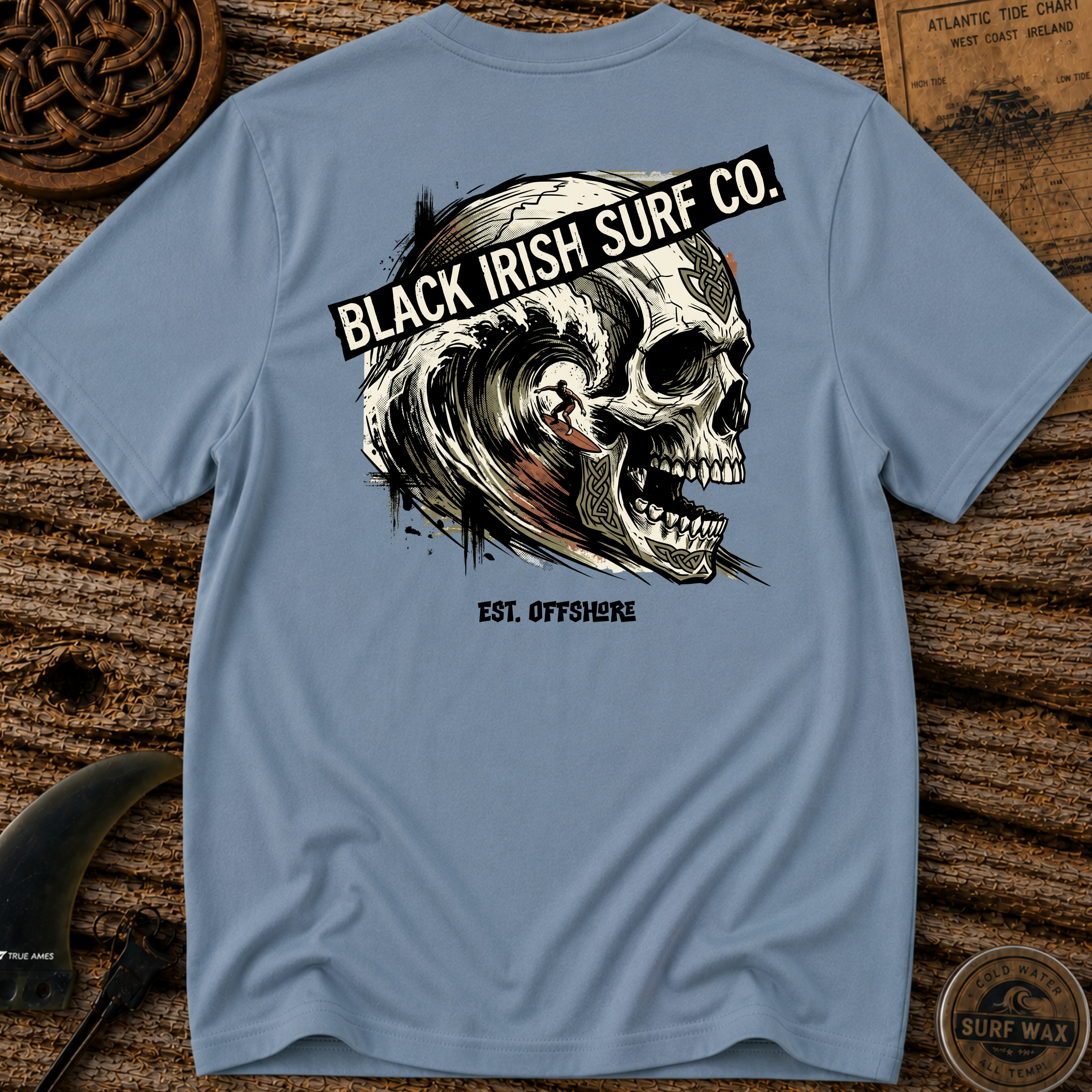 Big Skull Wave Surfing T-shirt