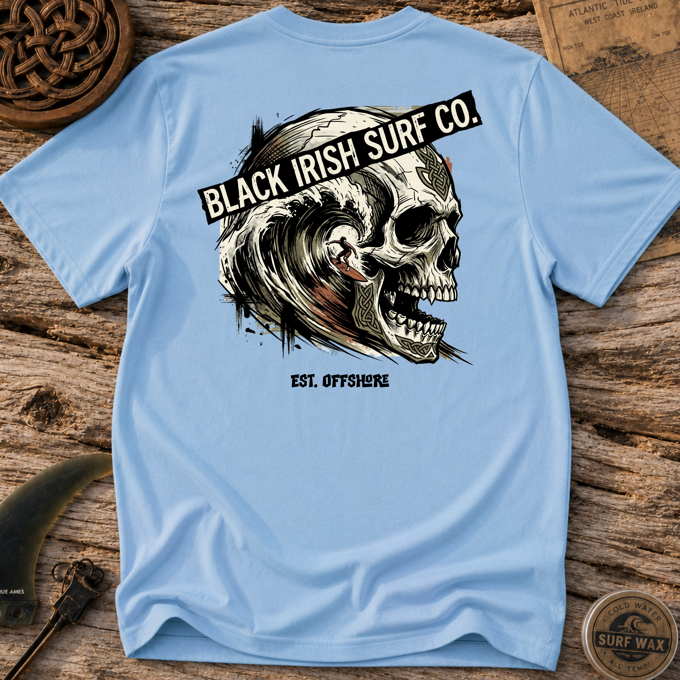 Big Skull Wave Surfing T-shirt