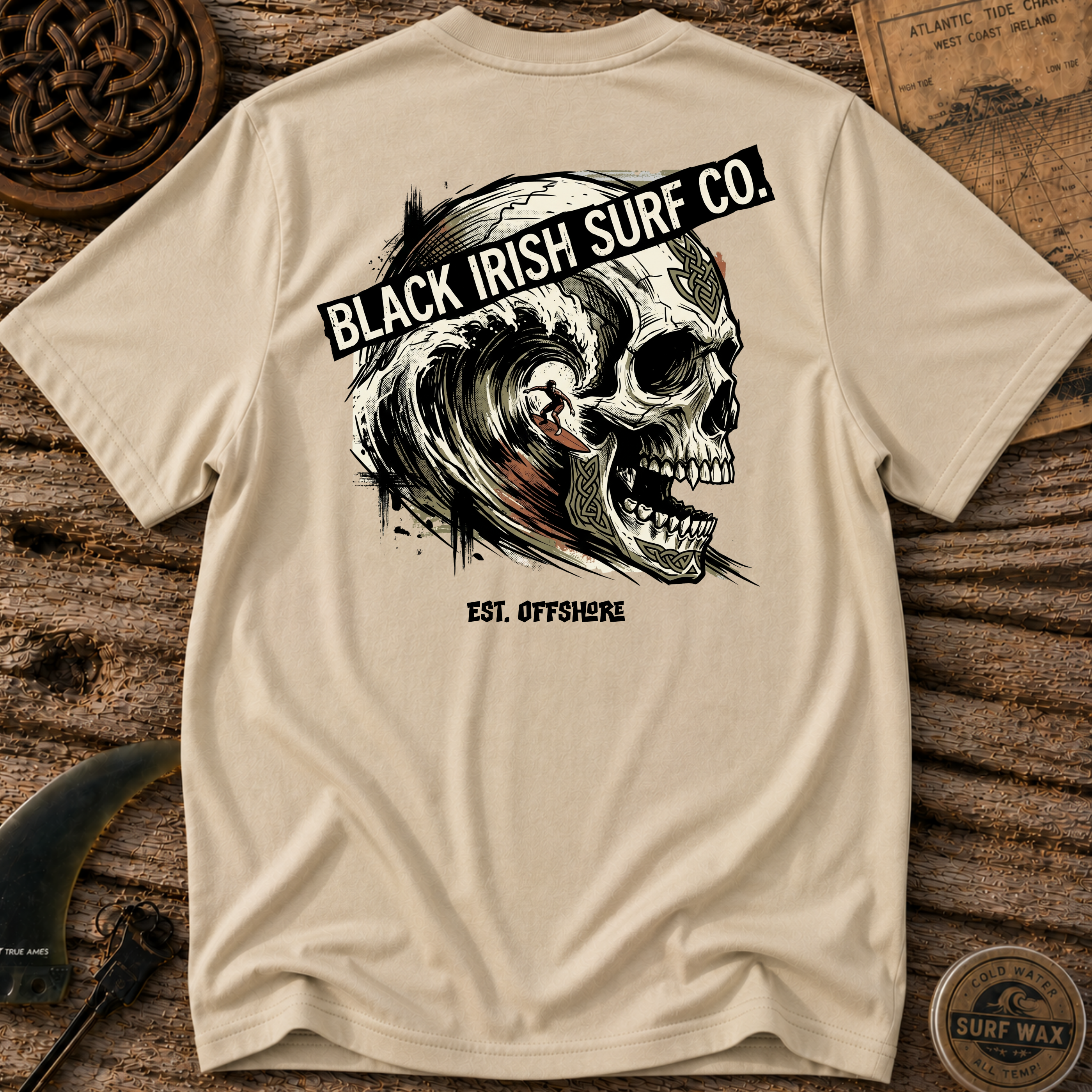 Big Skull Wave Surfing T-shirt