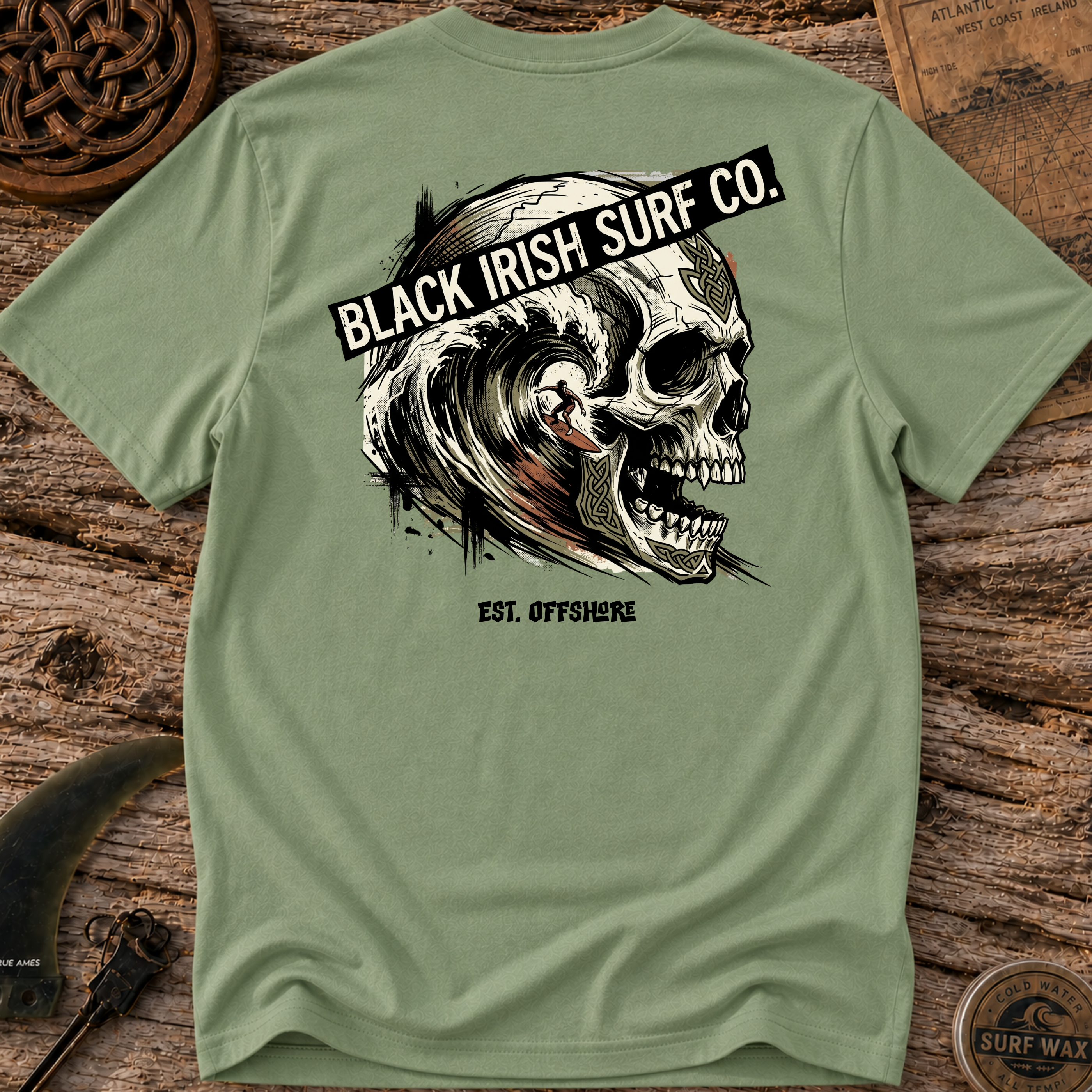 Big Skull Wave Surfing T-shirt