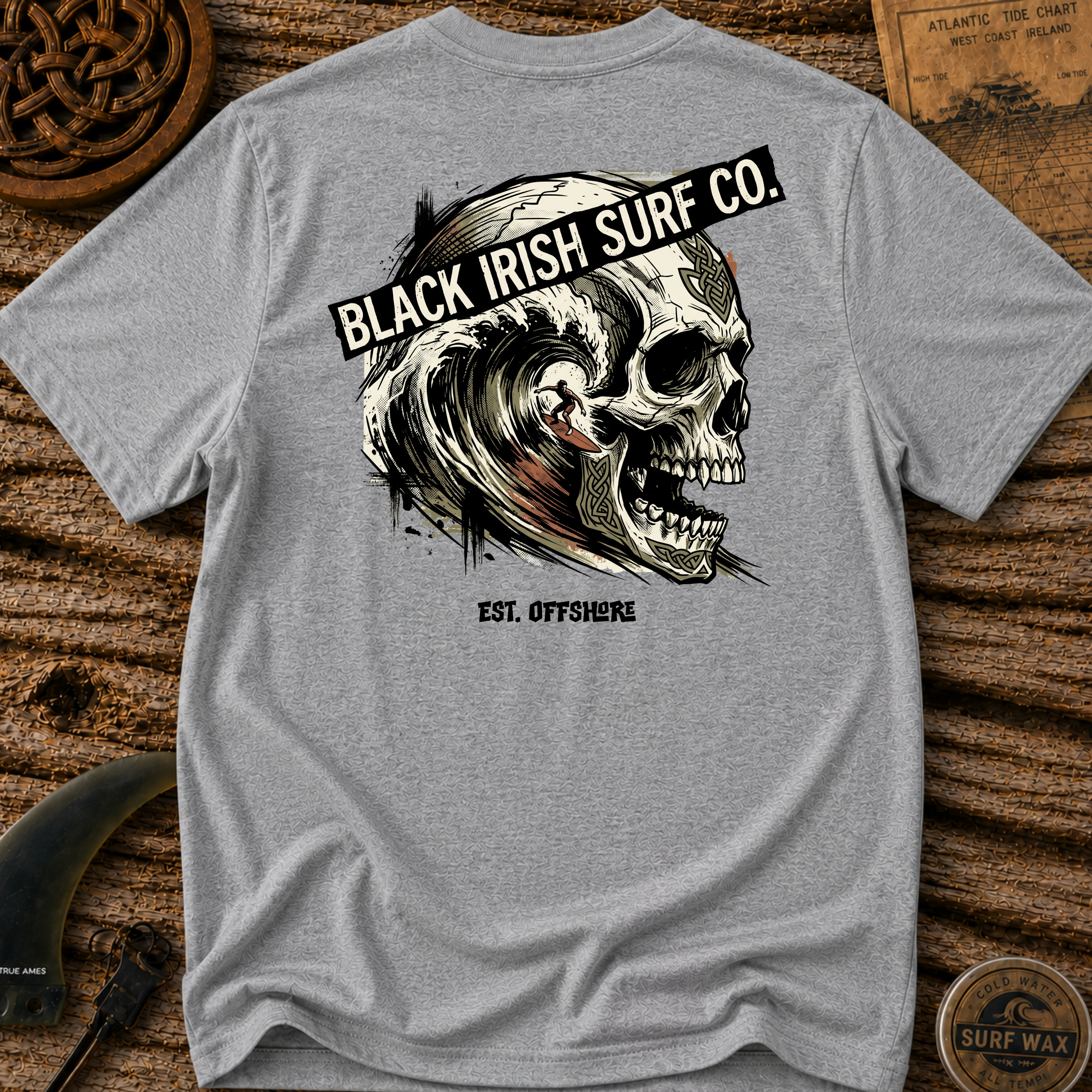 Big Skull Wave Surfing T-shirt