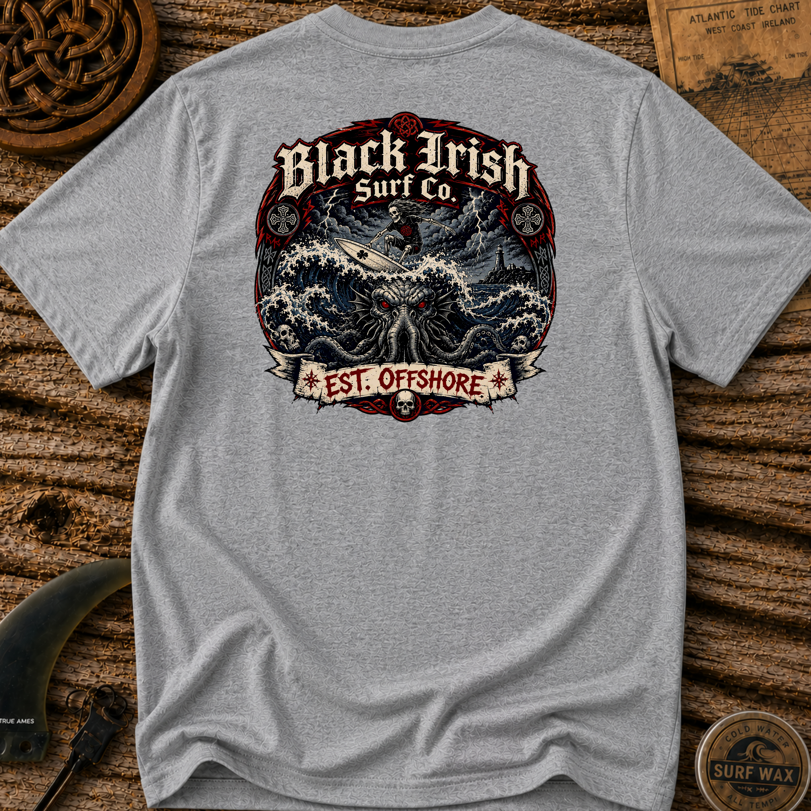 Kraken & Skeleton Surfer T-shirt