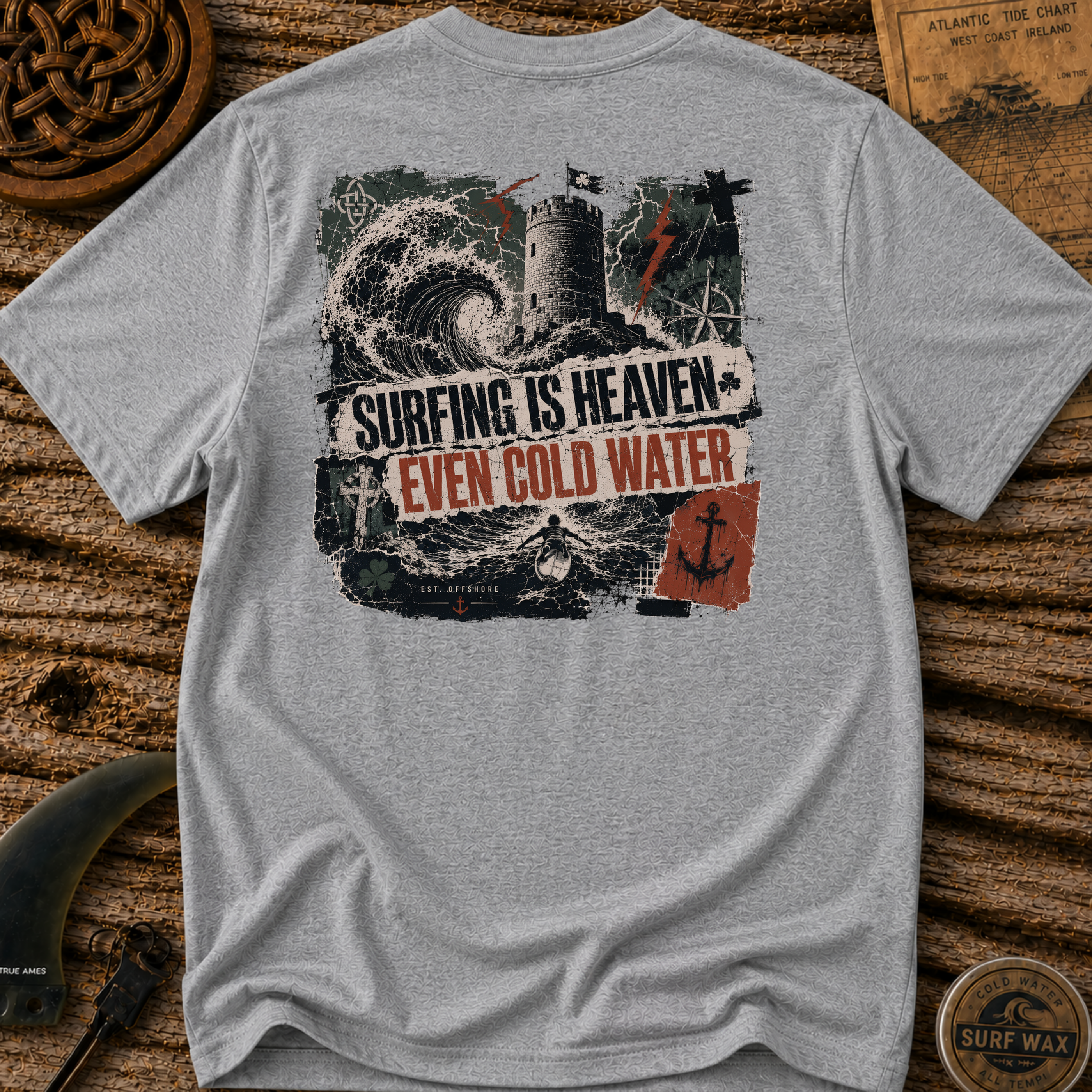 Even Cold Water Surfing Is Heaven T-shirt