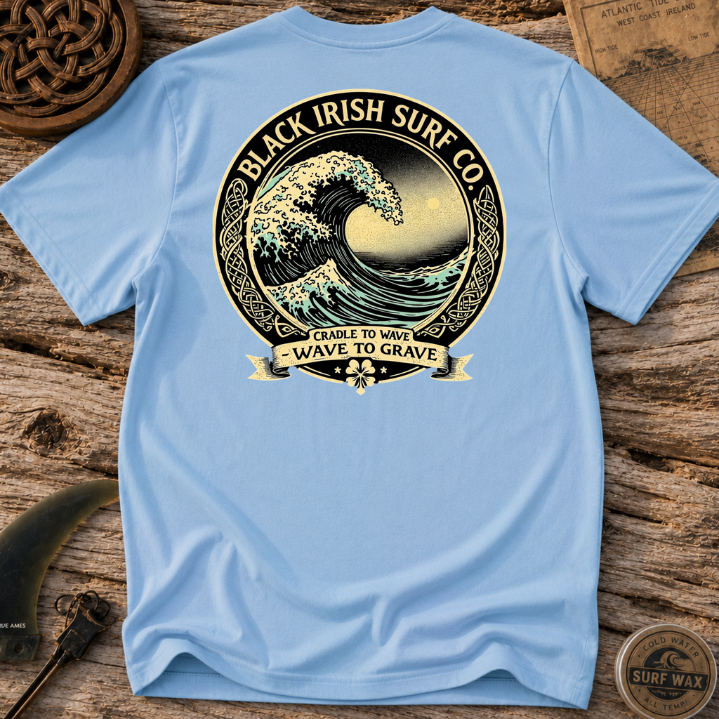 Tidal Wave Black Irish Surfing T-shirt