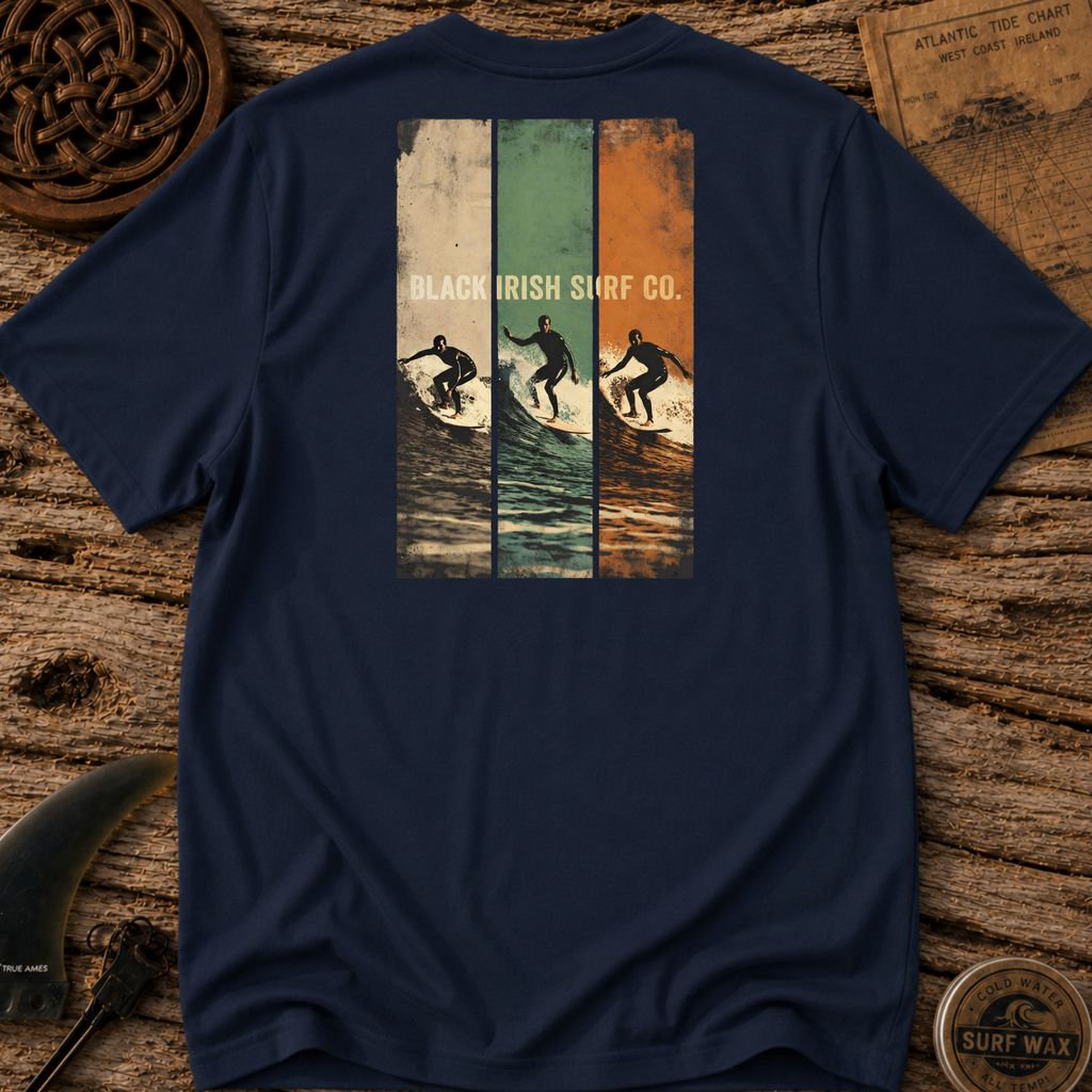 Irish Flag Color Black Irish Surf Co T-shirt