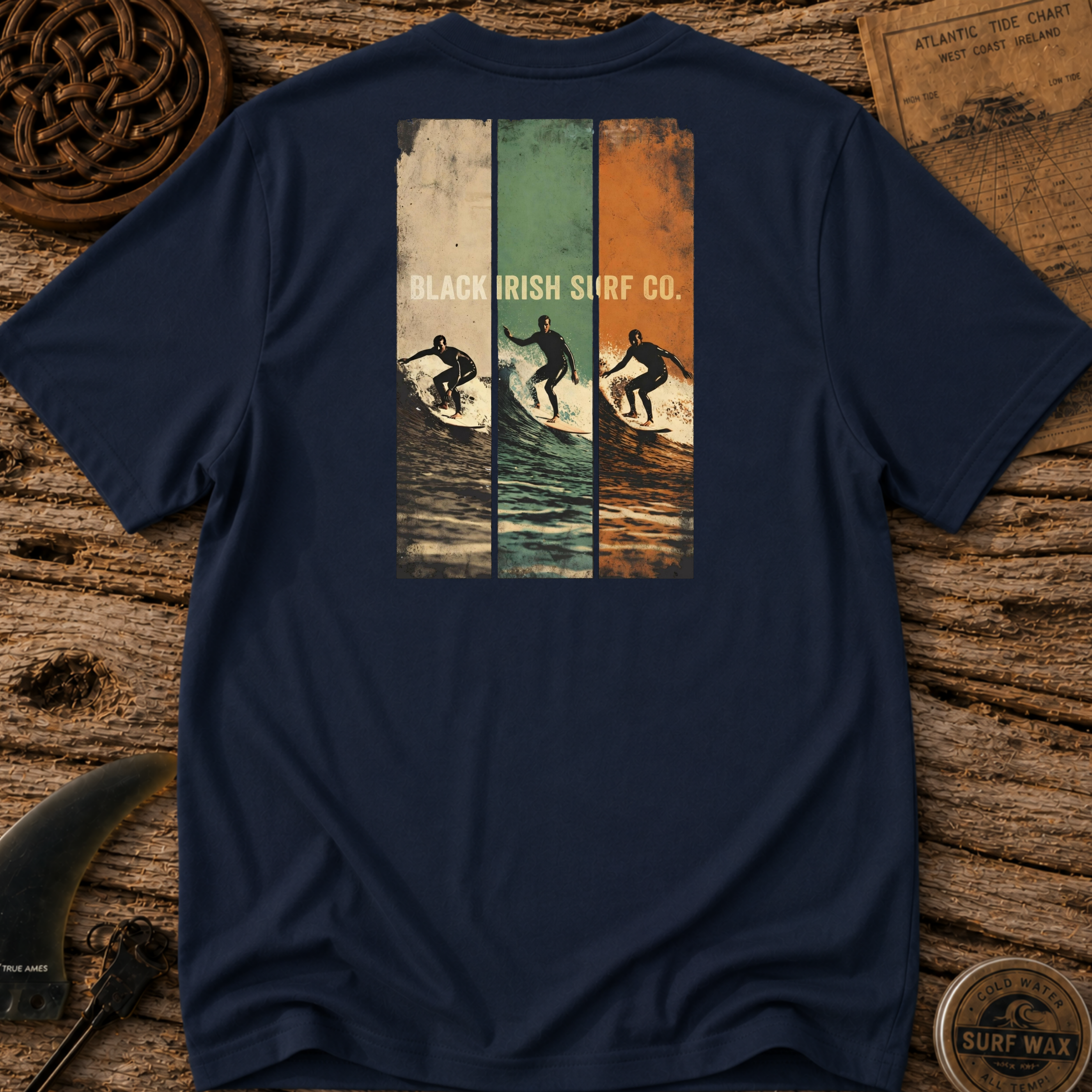 Irish Flag Color Black Irish Surf Co T-shirt