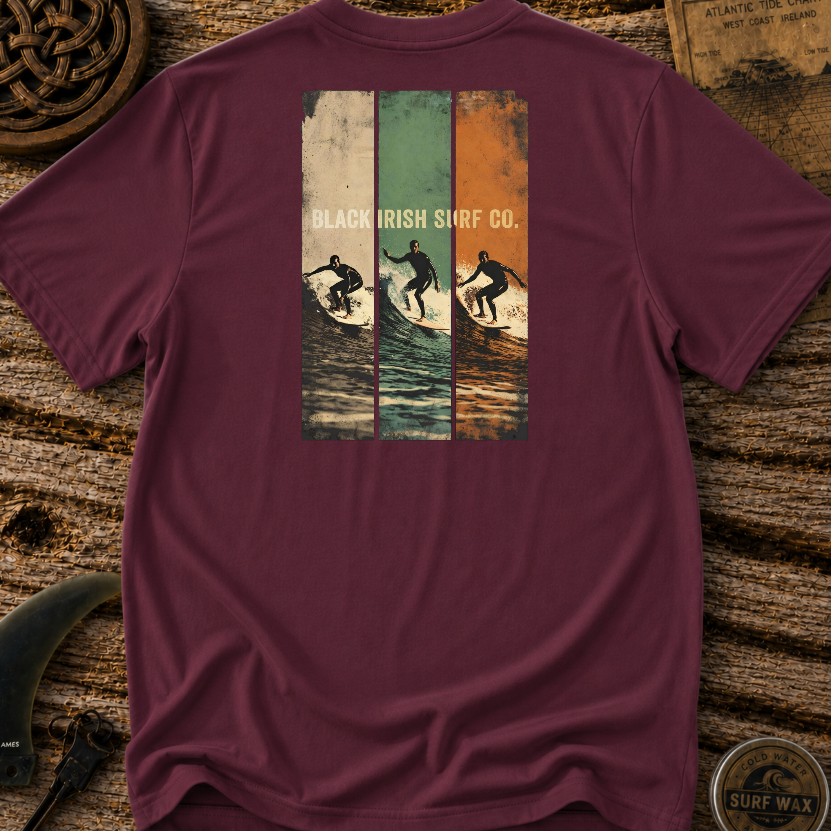 Irish Flag Color Black Irish Surf Co T-shirt