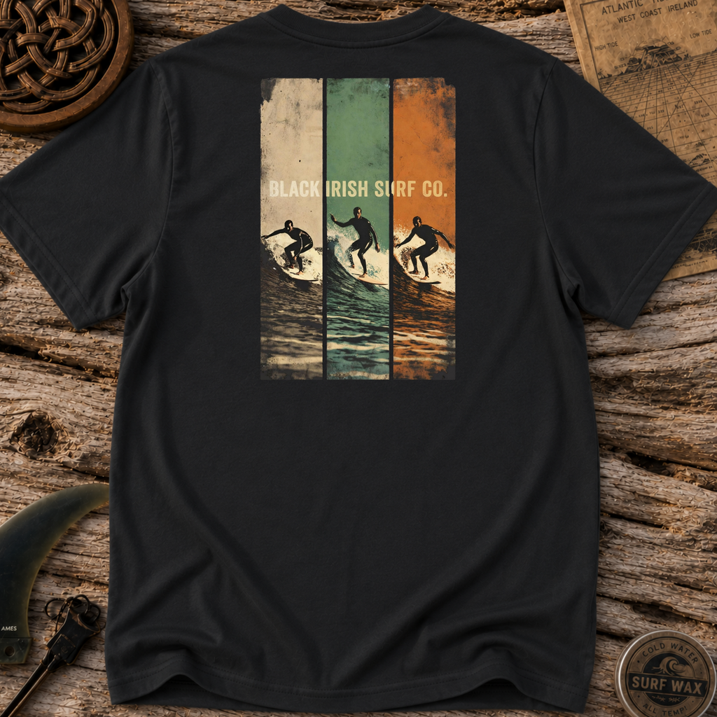 Irish Flag Color Black Irish Surf Co T-shirt