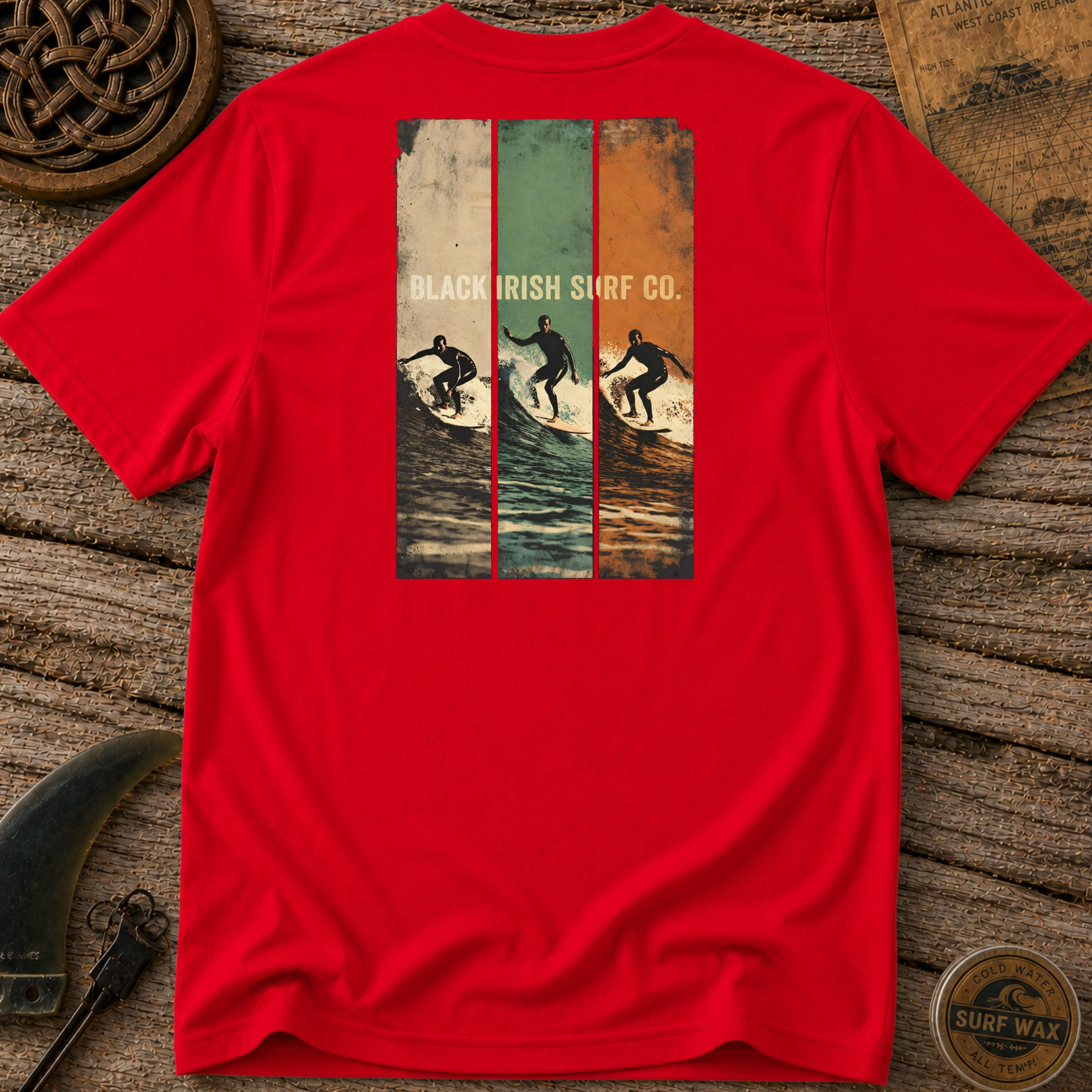 Irish Flag Color Black Irish Surf Co T-shirt