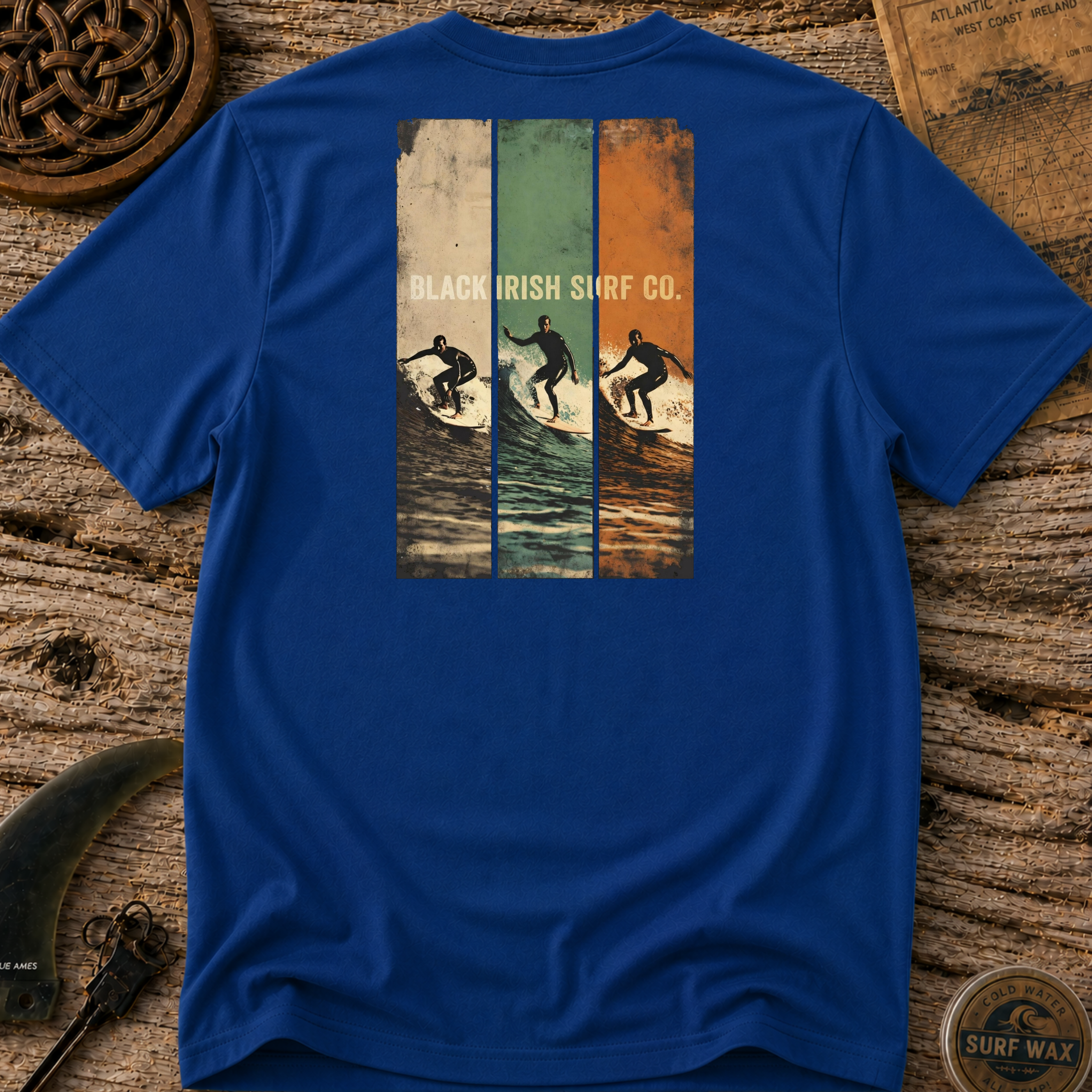 Irish Flag Color Black Irish Surf Co T-shirt