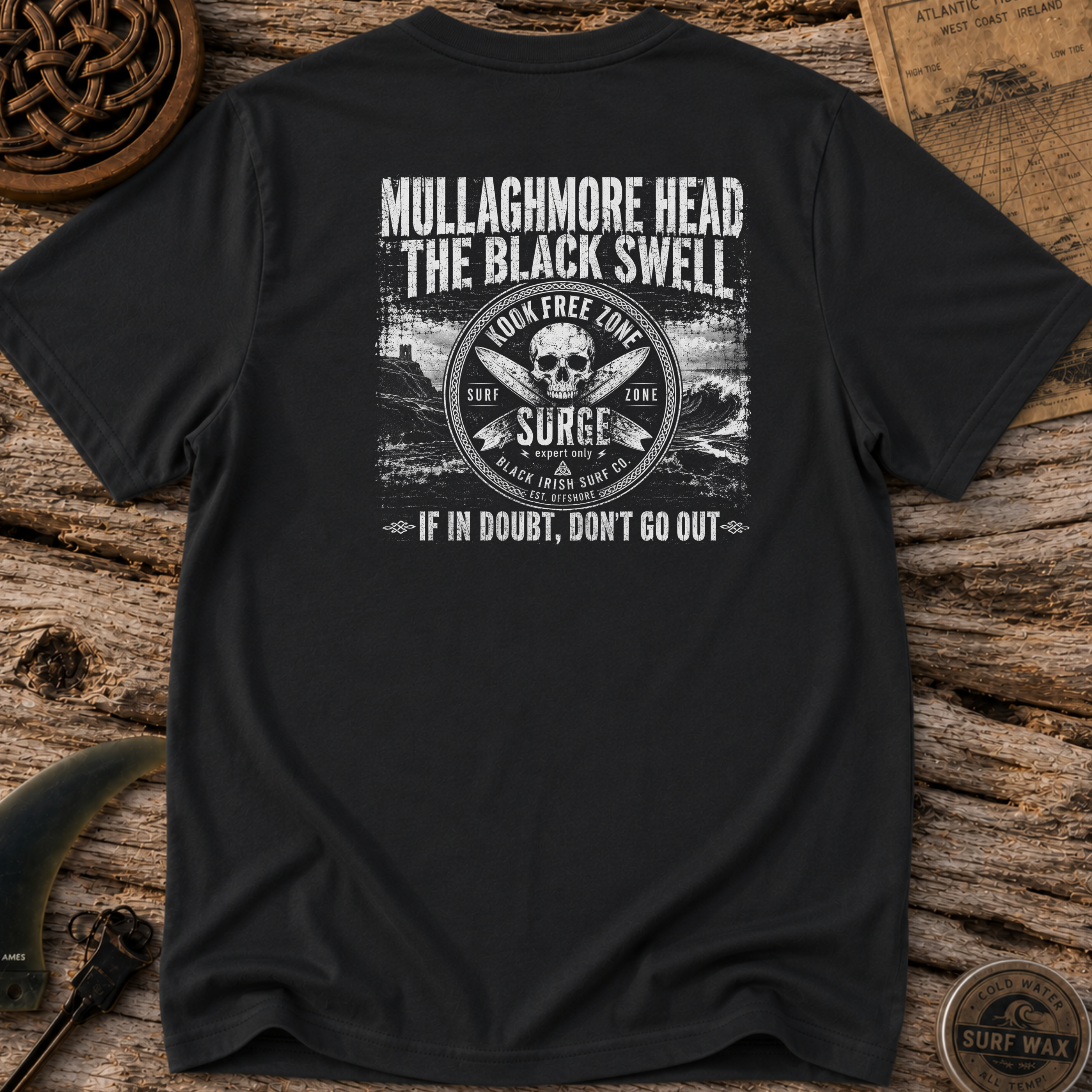 Kook Free Zone - Black Swell Surfing T-shirt