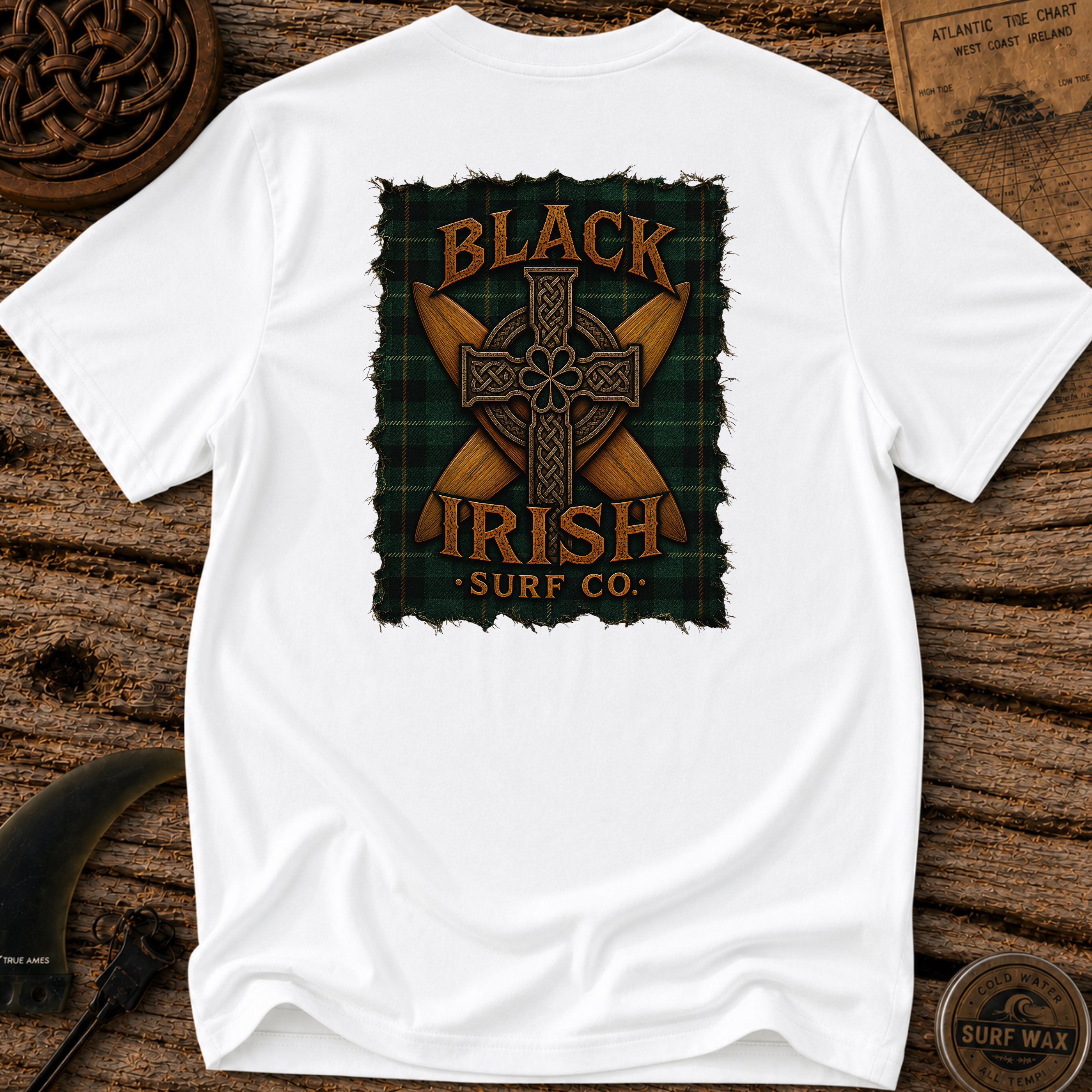 Tartan Style Cross Boards Surfing T-shirt