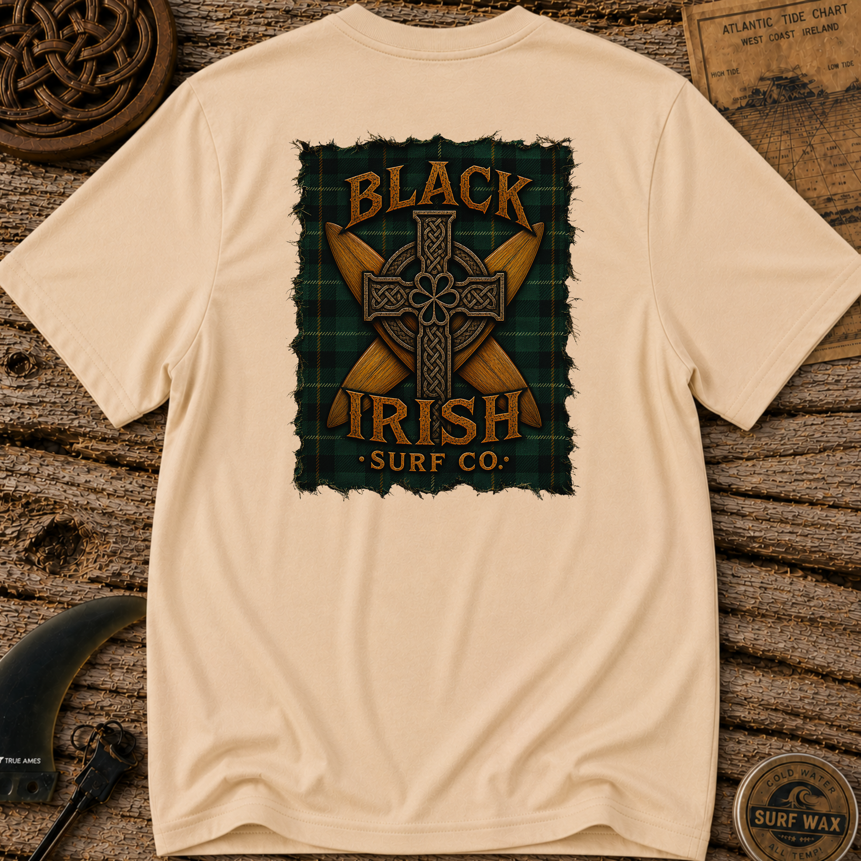 Tartan Style Cross Boards Surfing T-shirt