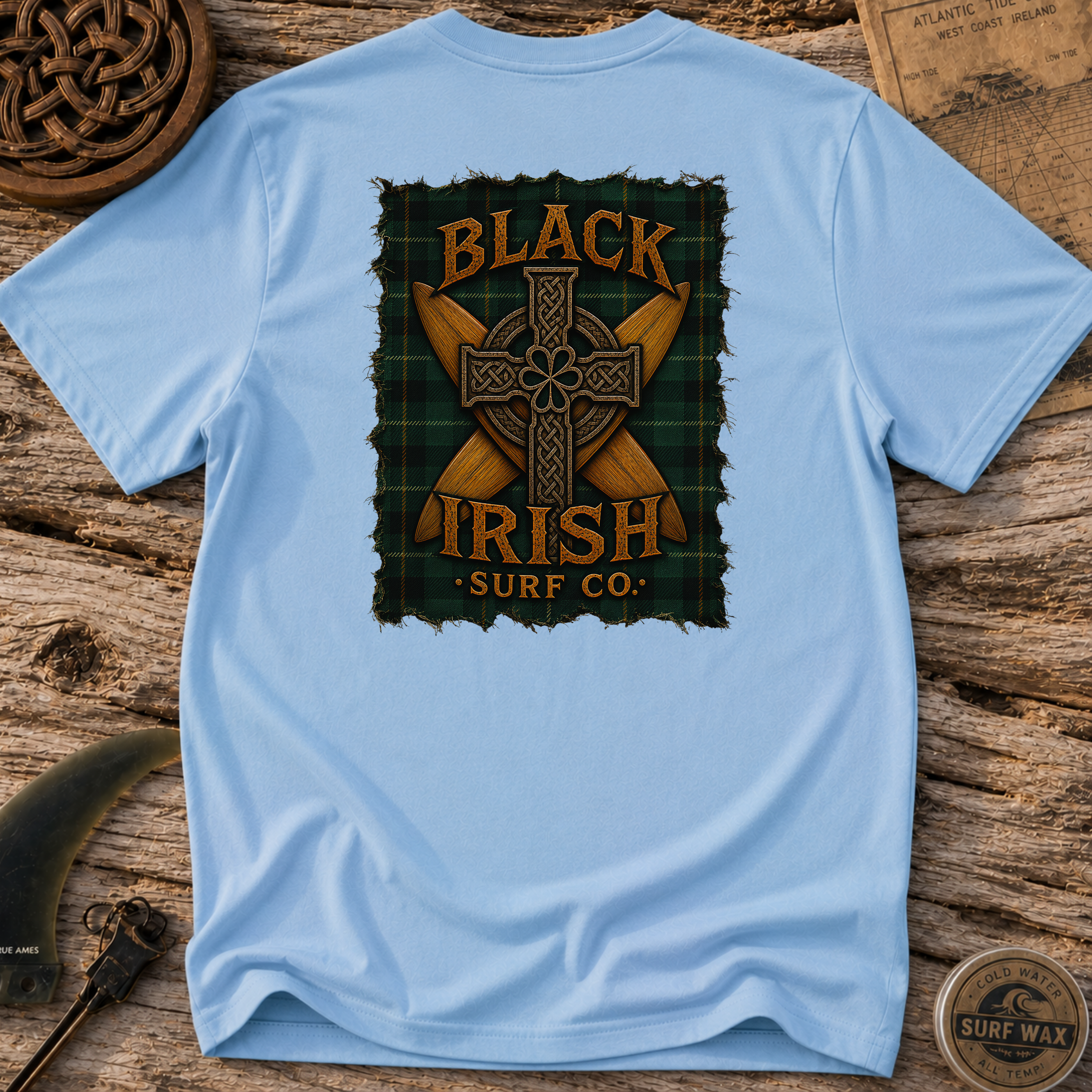 Tartan Style Cross Boards Surfing T-shirt