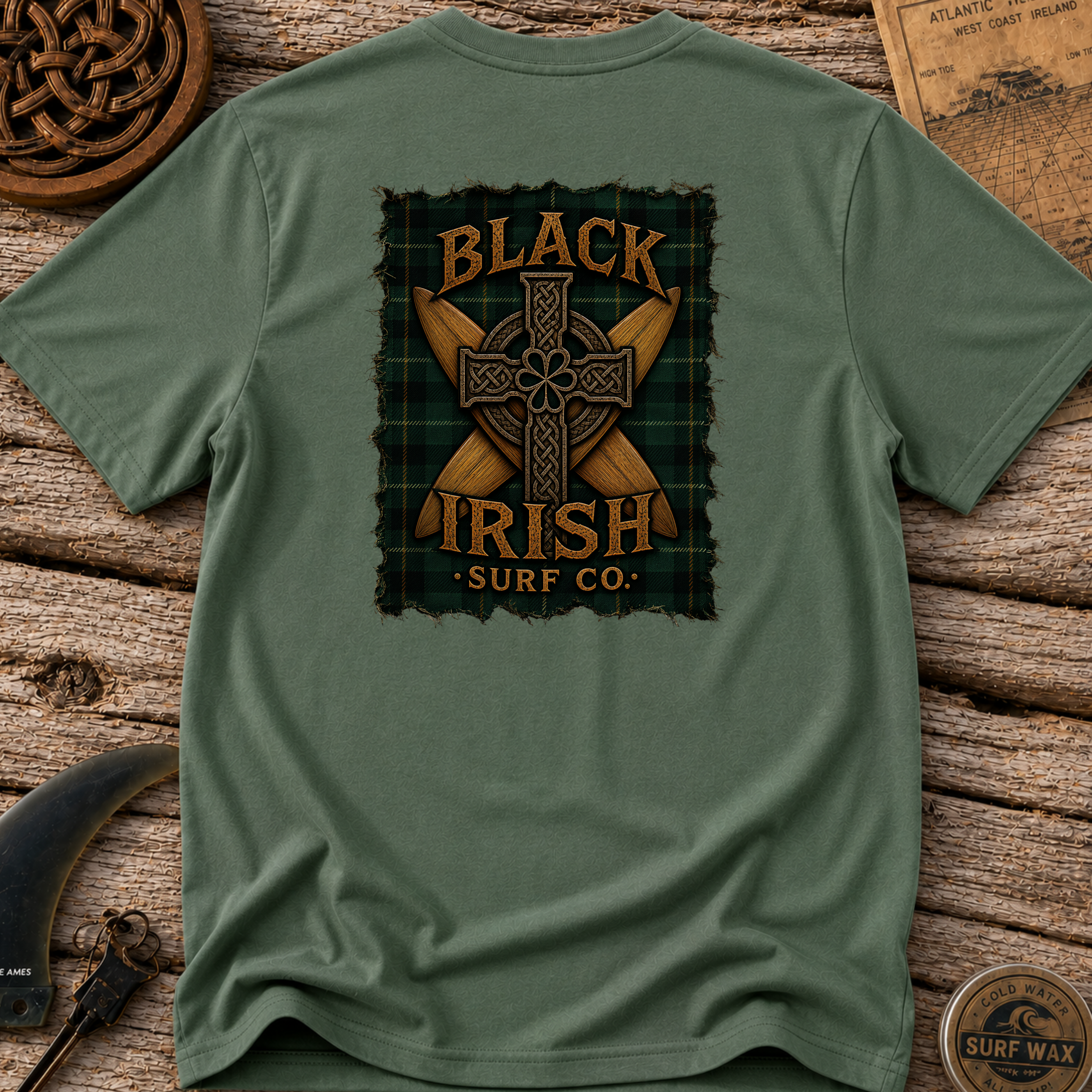 Tartan Style Cross Boards Surfing T-shirt