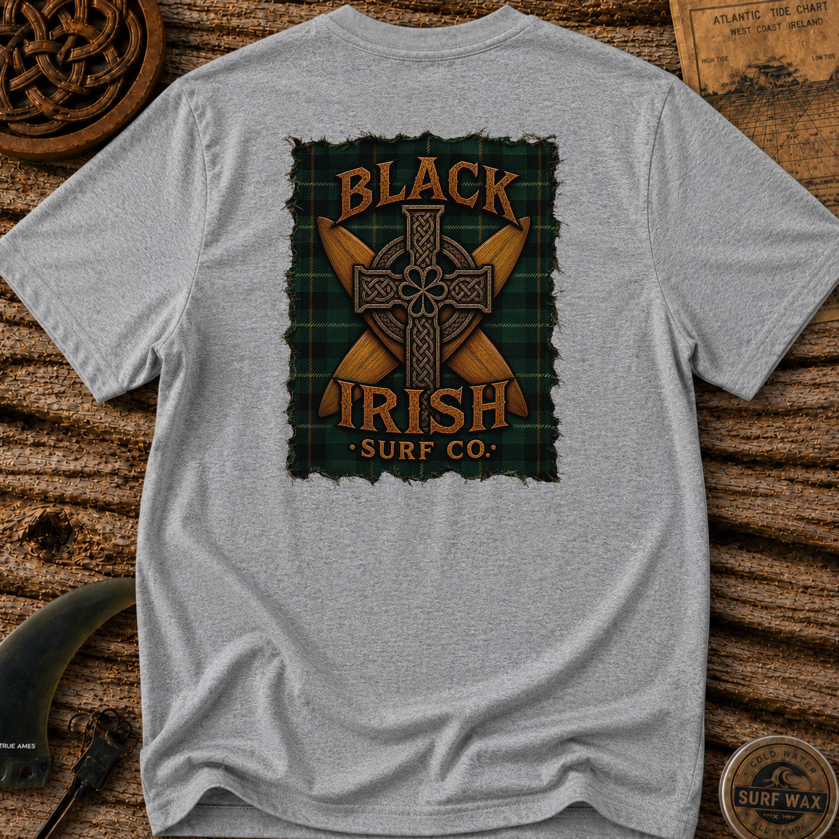 Tartan Style Cross Boards Surfing T-shirt