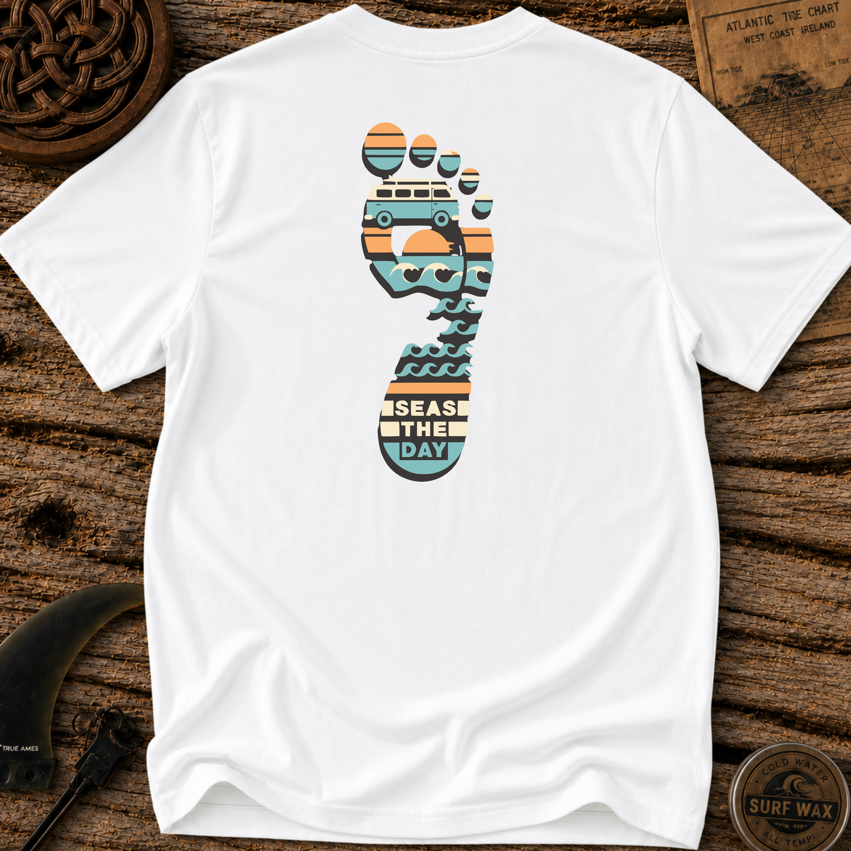 Seas the Day Footprint Surfing T-shirt