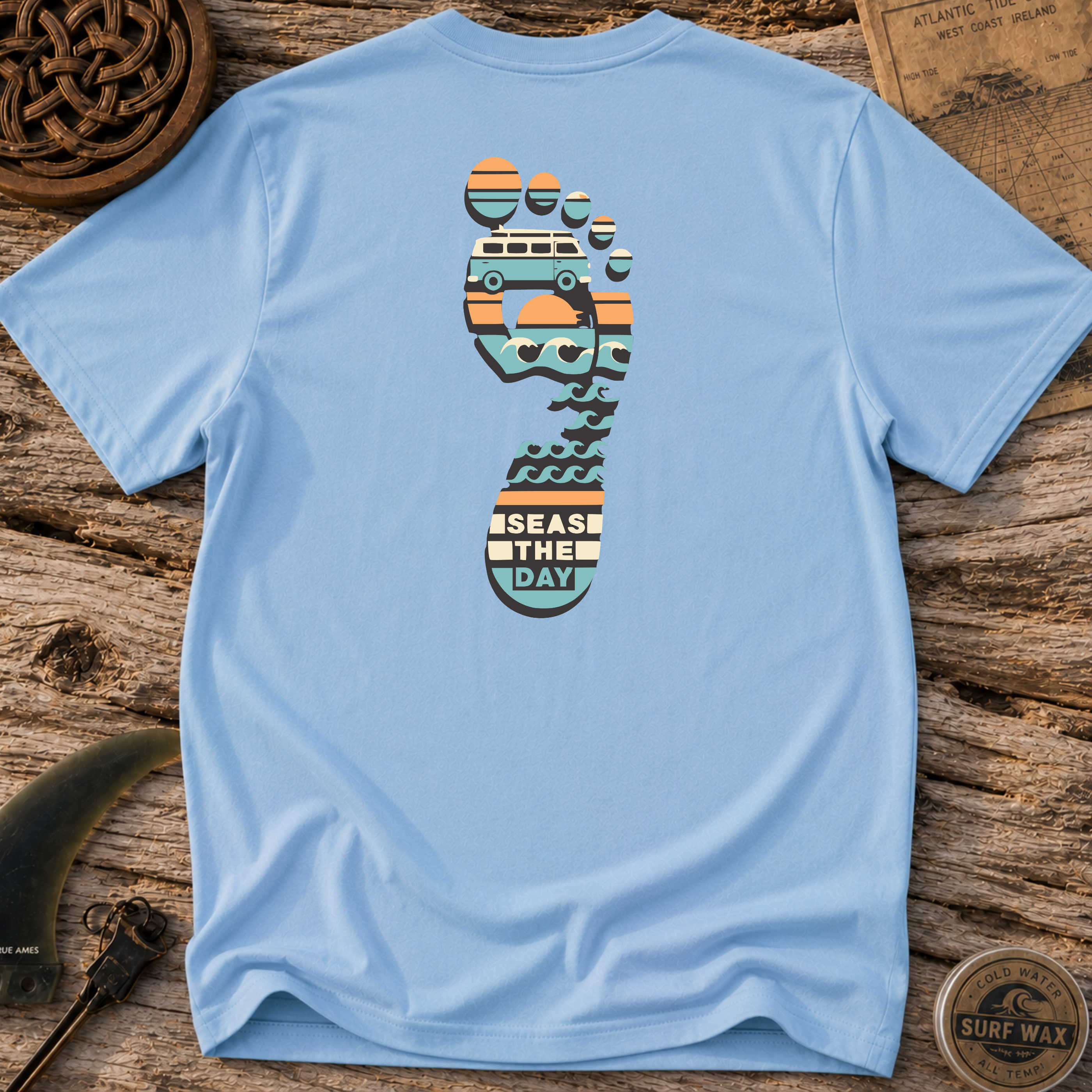 Seas the Day Footprint Surfing T-shirt