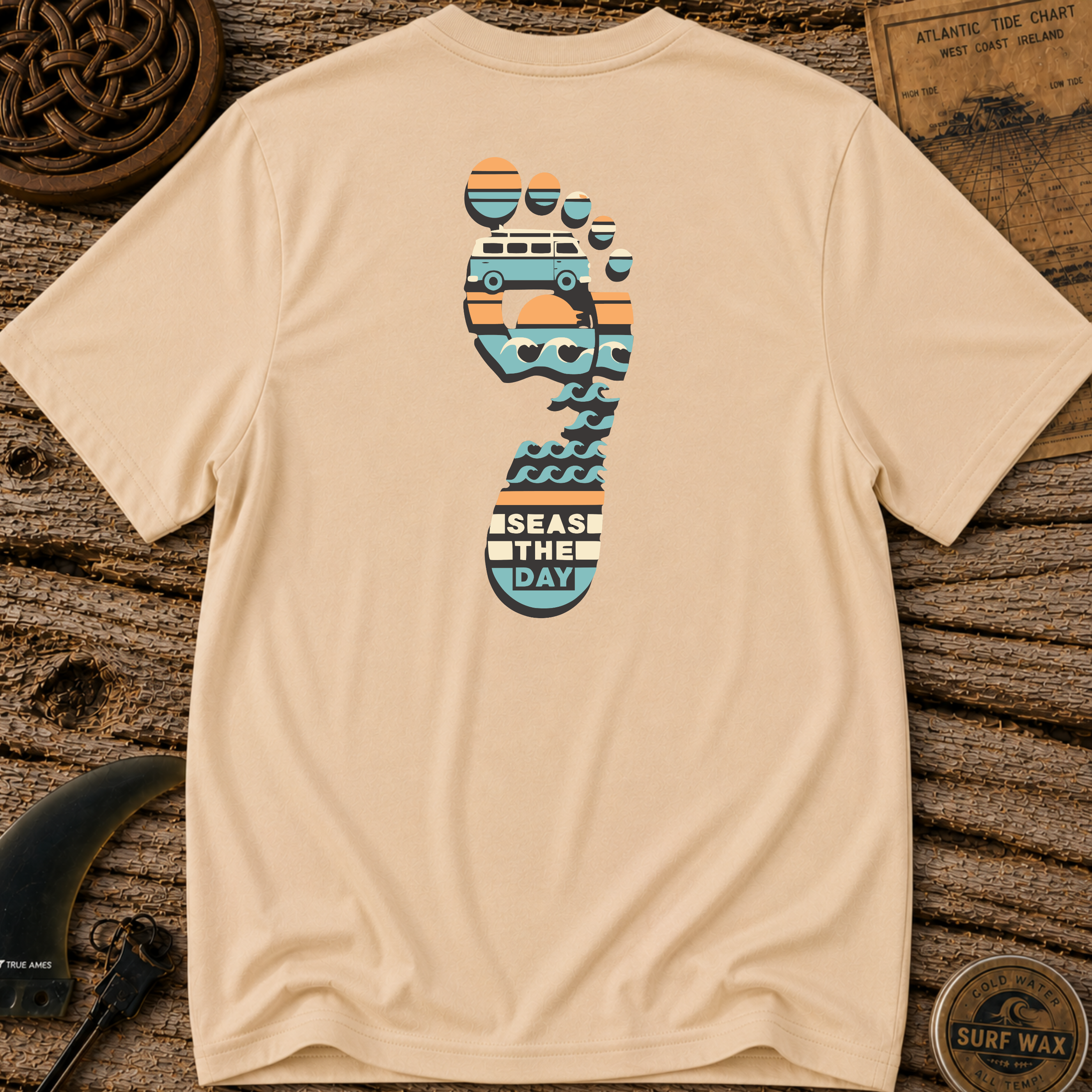 Seas the Day Footprint Surfing T-shirt