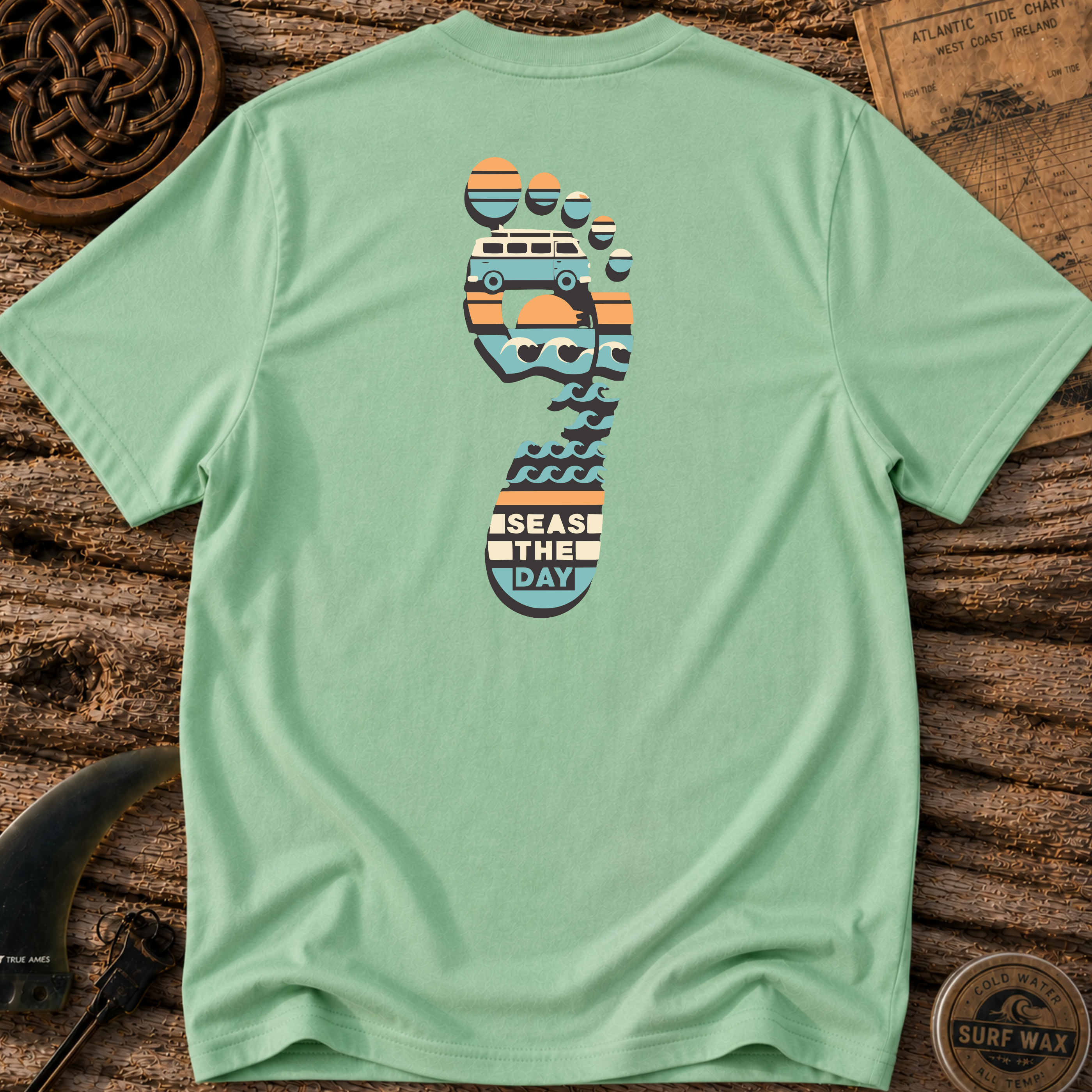 Seas the Day Footprint Surfing T-shirt