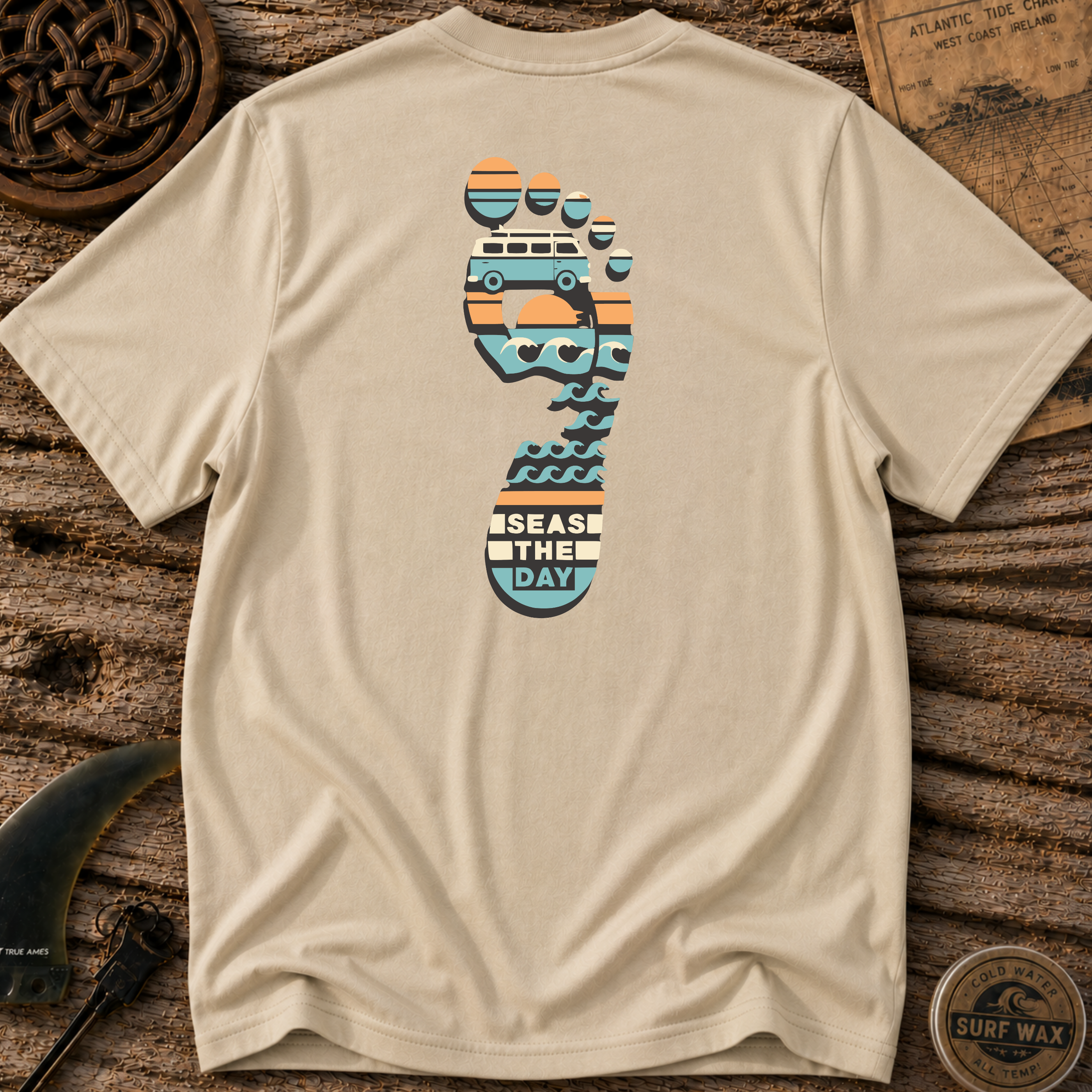 Seas the Day Footprint Surfing T-shirt