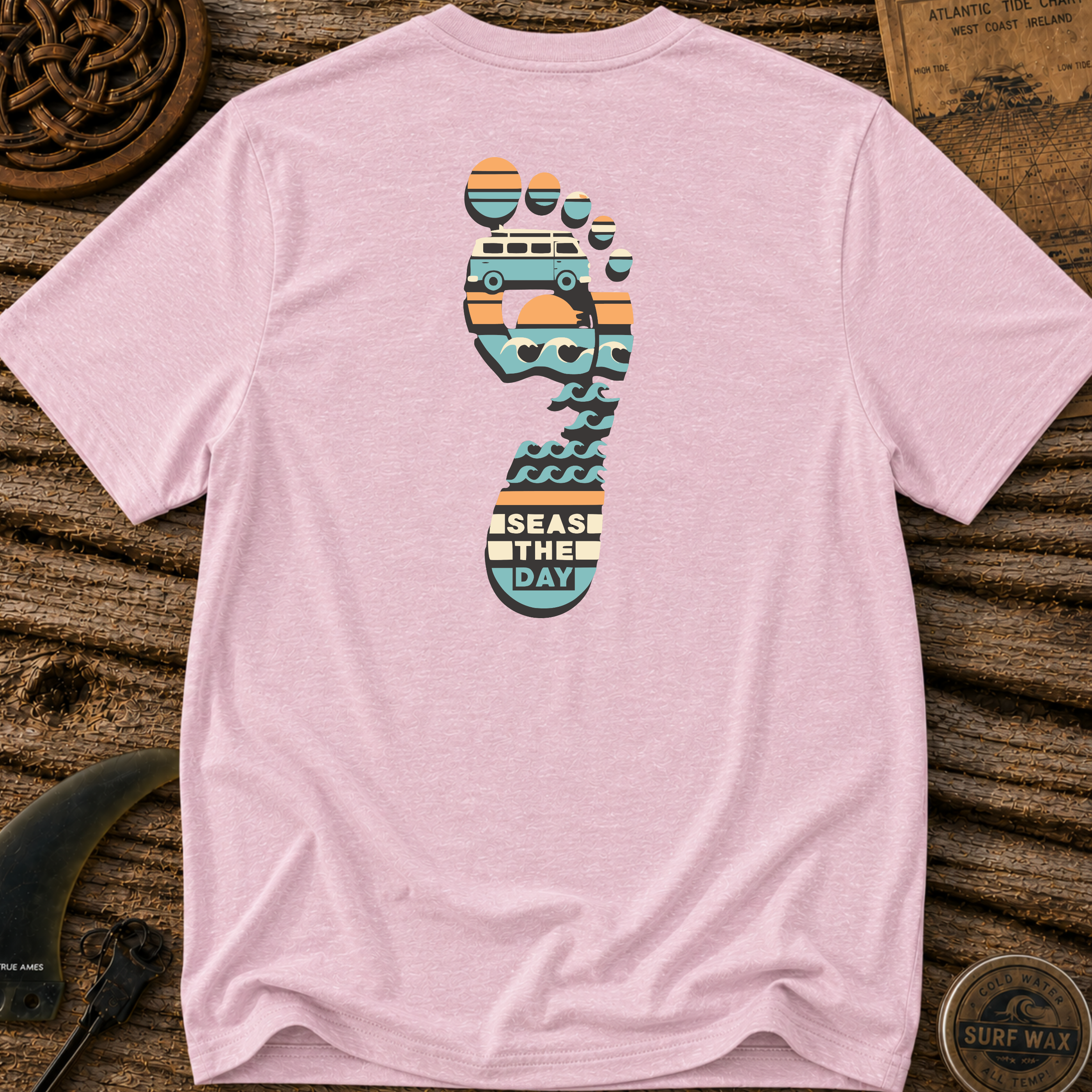 Seas the Day Footprint Surfing T-shirt