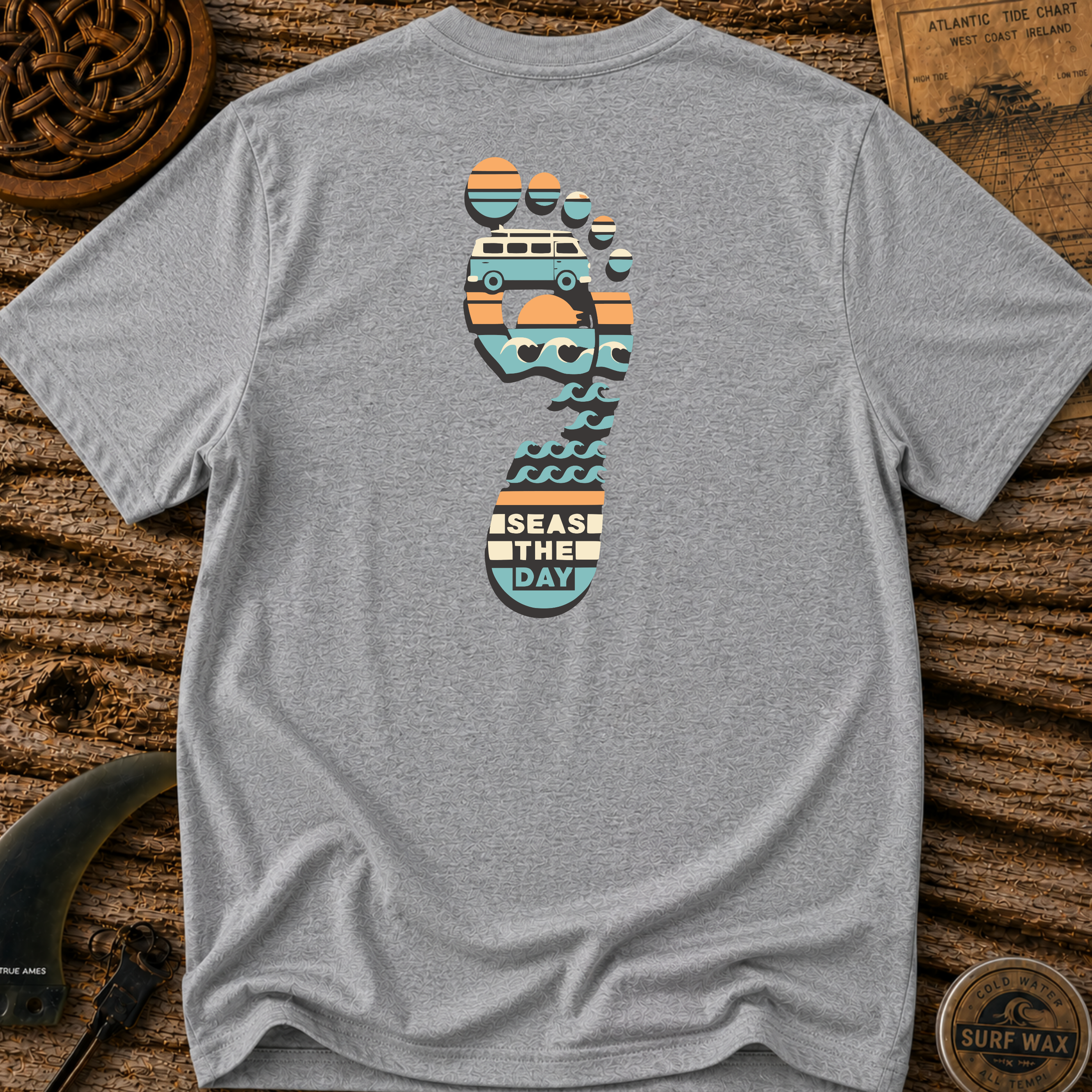 Seas the Day Footprint Surfing T-shirt