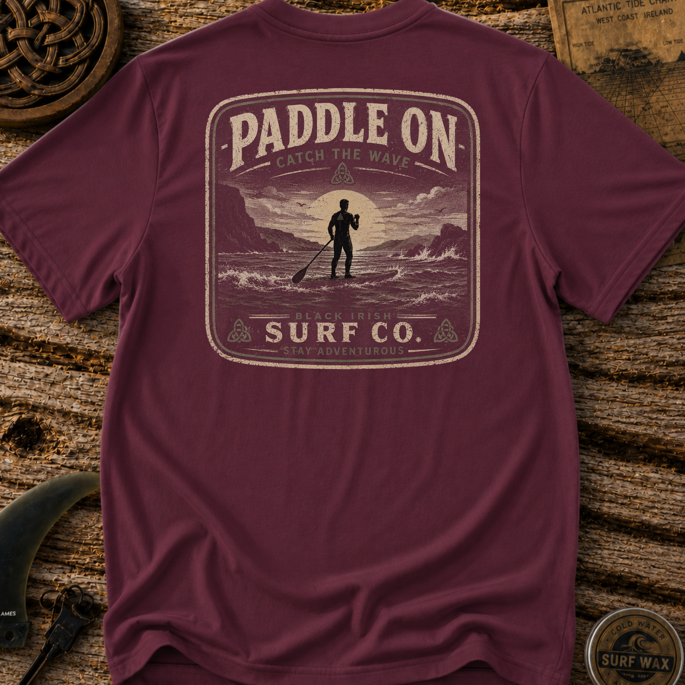 Black Irish Stand Up Paddleboard  Surfing T-shirt