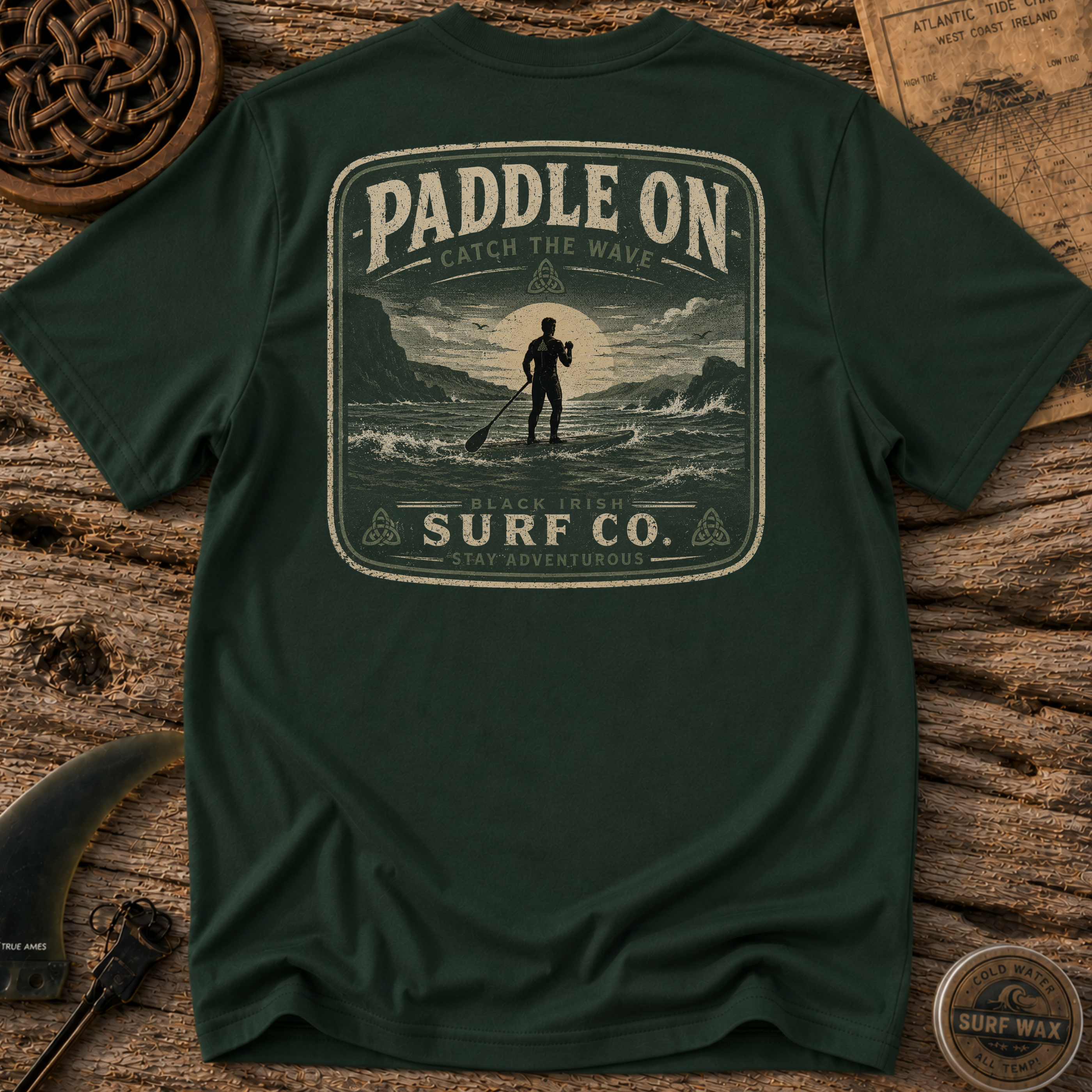 Black Irish Stand Up Paddleboard  Surfing T-shirt