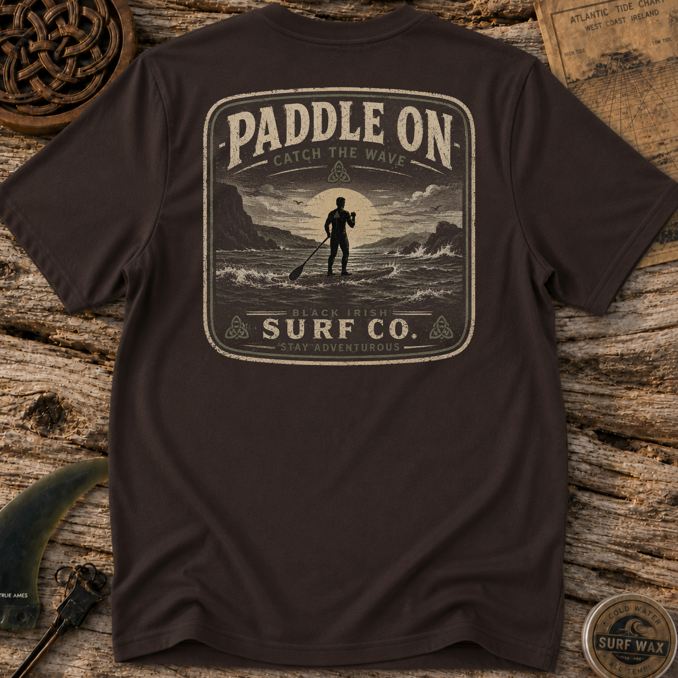 Black Irish Stand Up Paddleboard  Surfing T-shirt