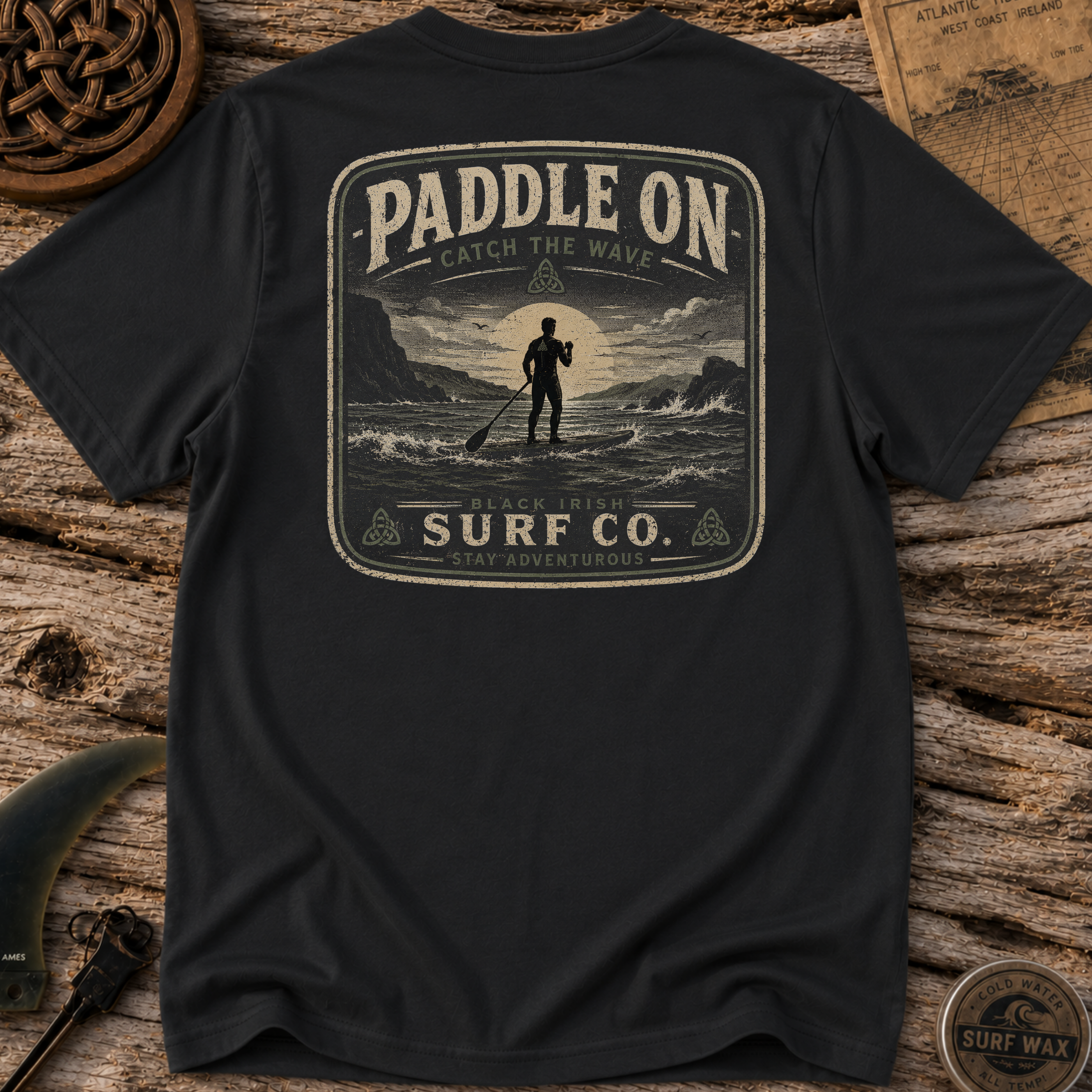 Black Irish Stand Up Paddleboard  Surfing T-shirt