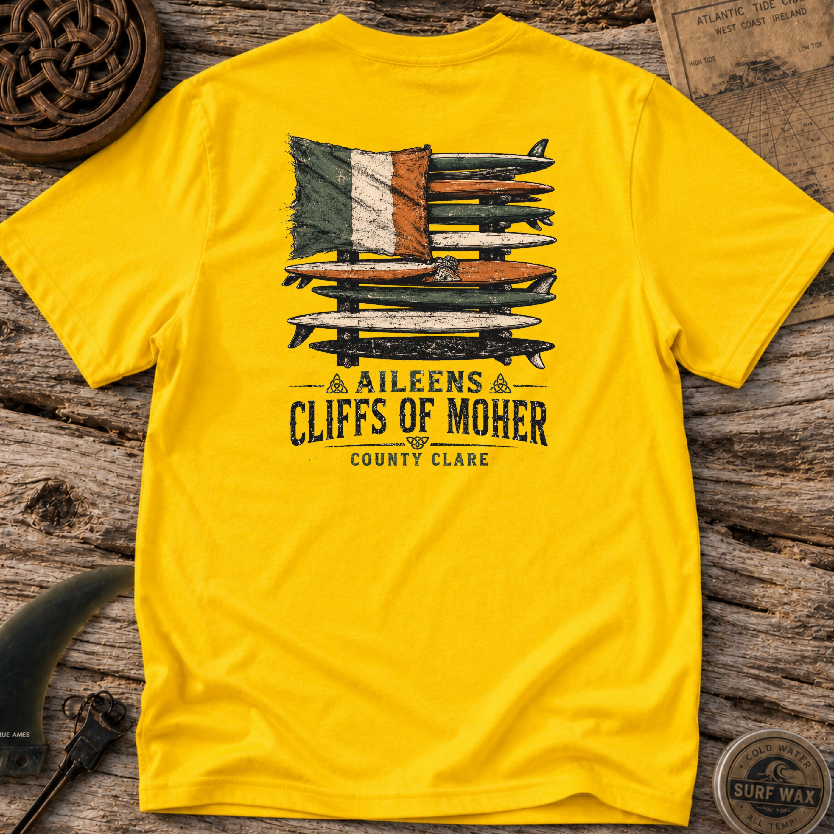 Black Irish Surf Board Rack Surfing T-shirt