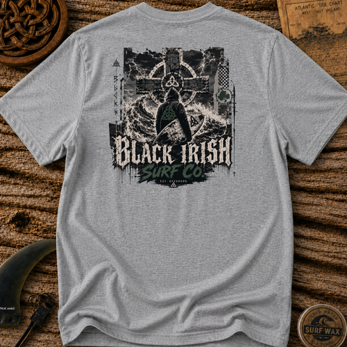 Black Irish Celtic Cross Surfer T-shirt