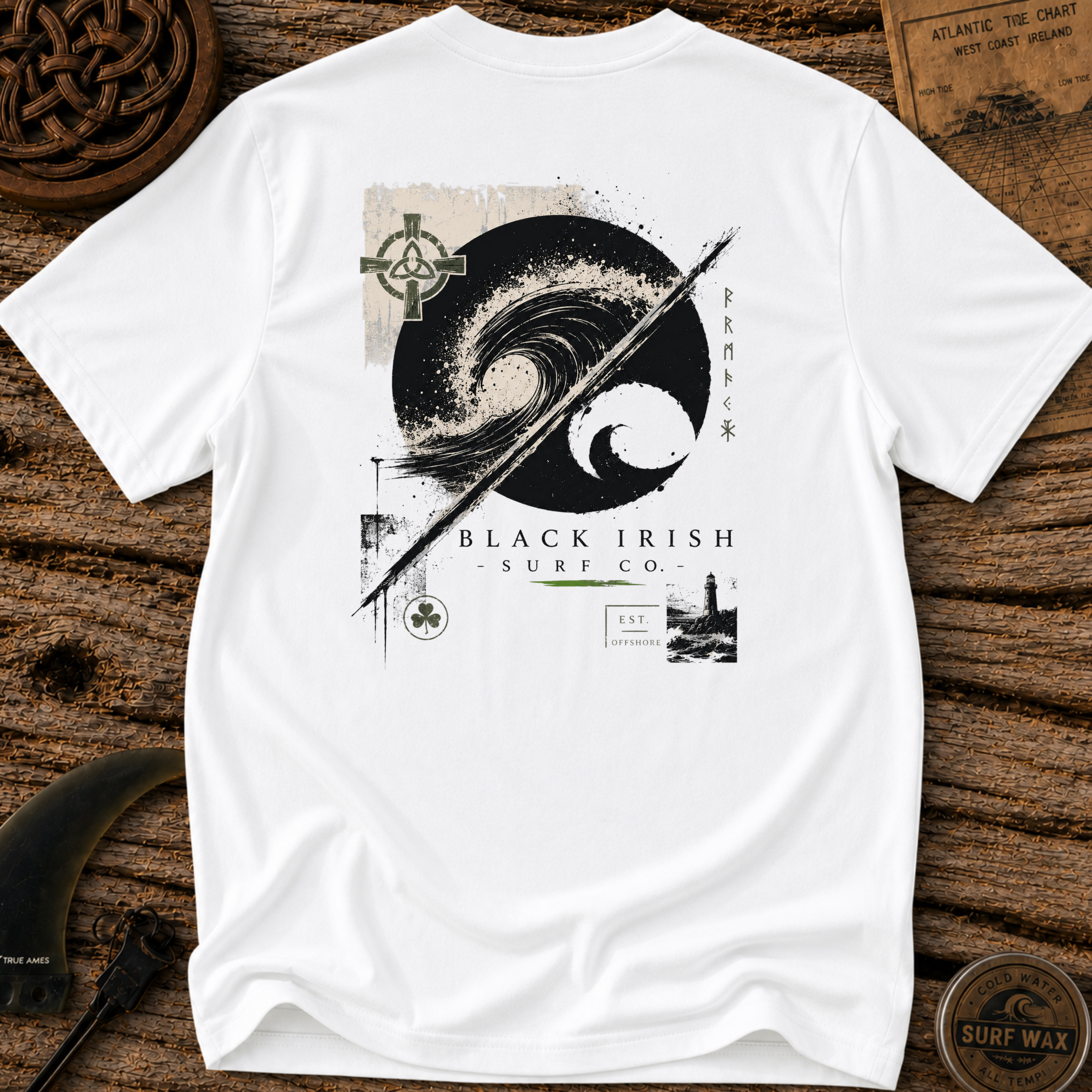 Black Irish Surf Streetwear  T-shirt