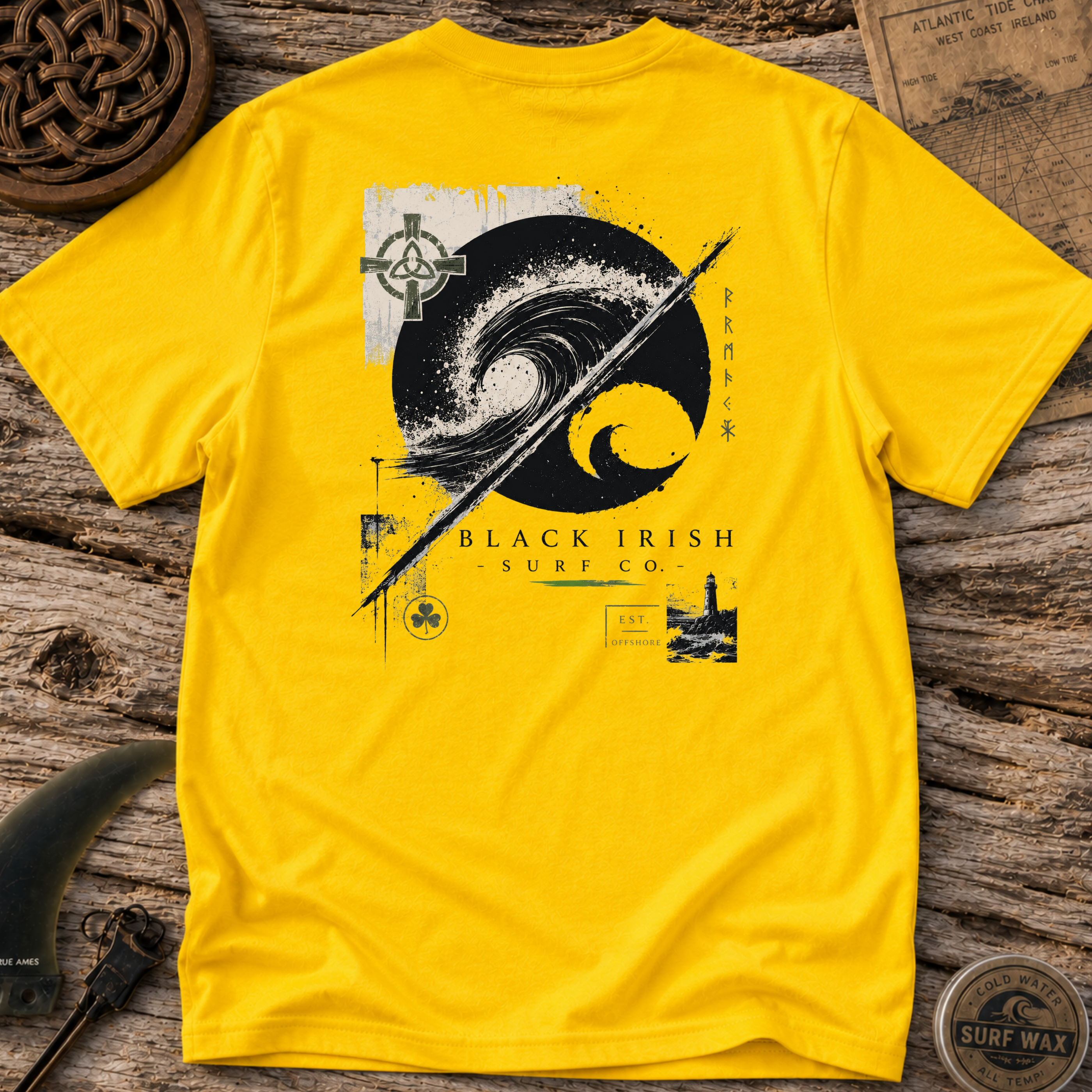 Black Irish Surf Streetwear  T-shirt