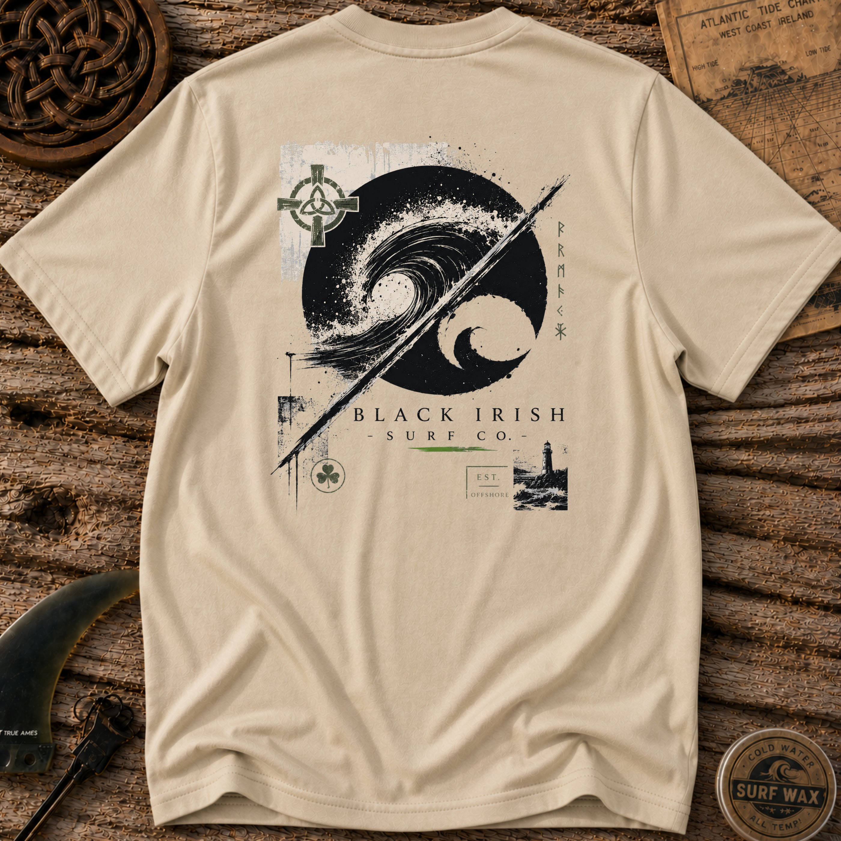 Black Irish Surf Streetwear  T-shirt