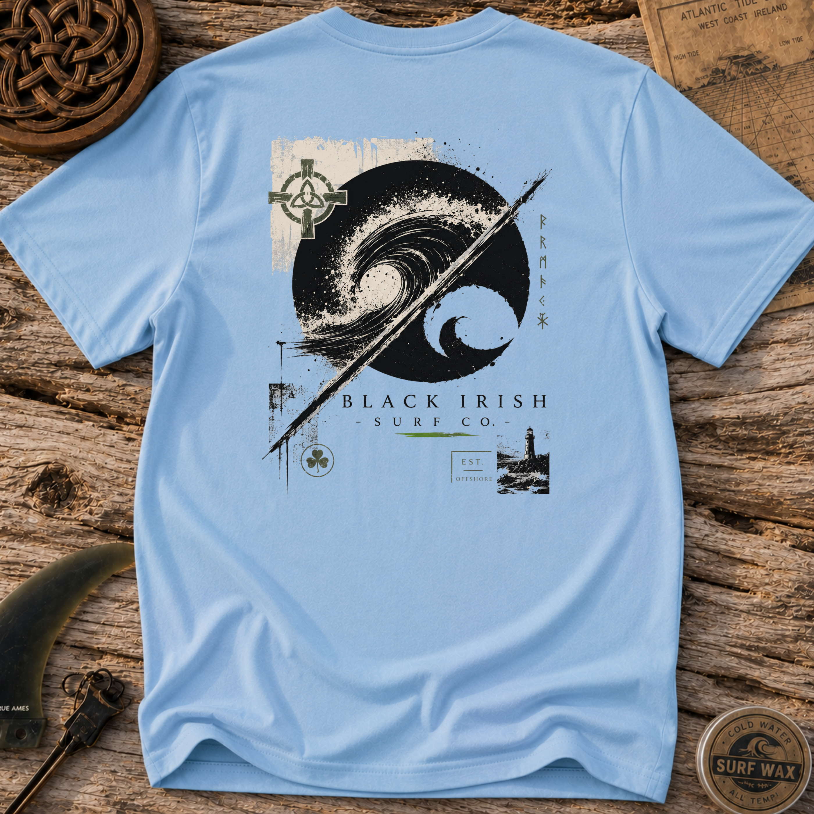 Black Irish Surf Streetwear  T-shirt