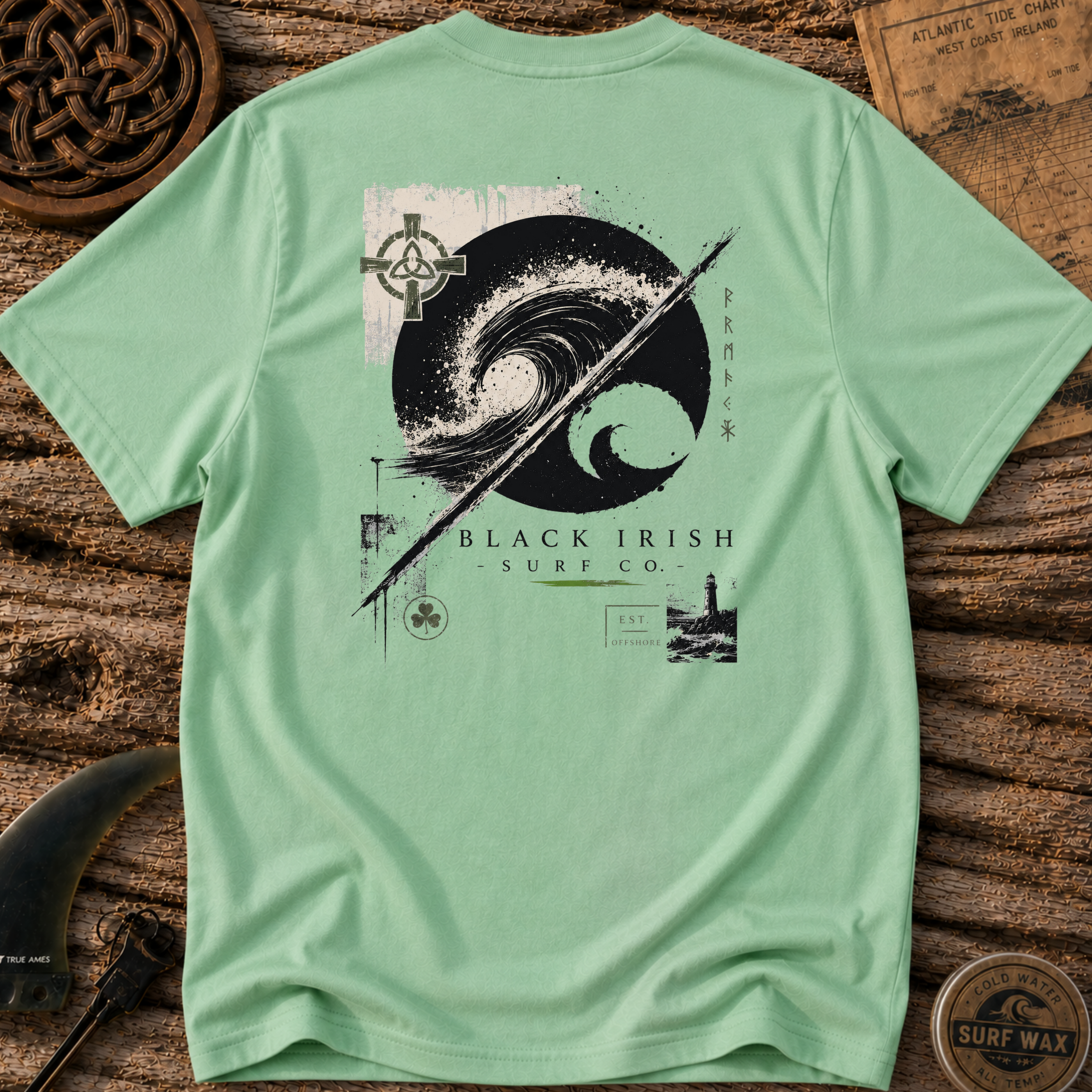 Black Irish Surf Streetwear  T-shirt