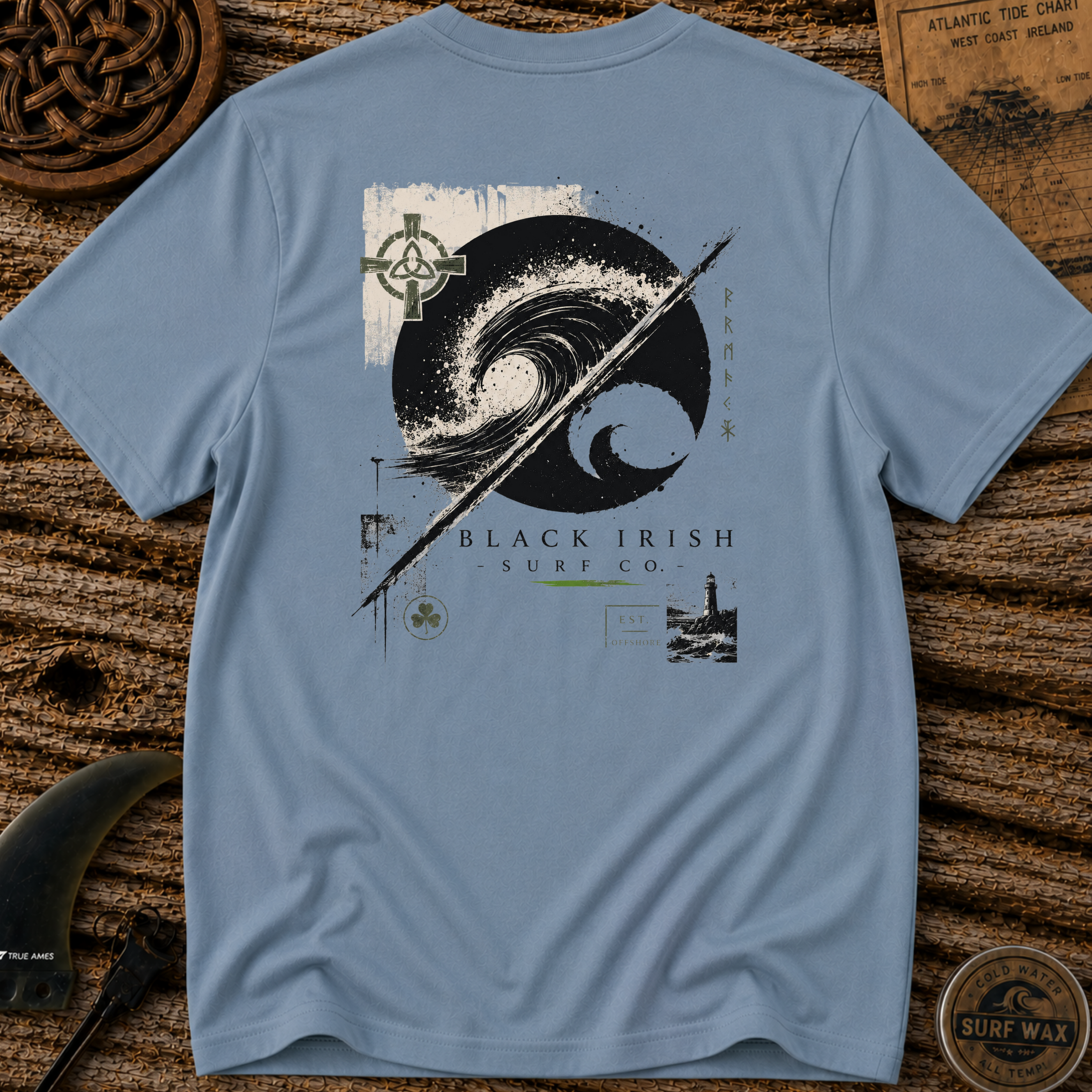 Black Irish Surf Streetwear  T-shirt