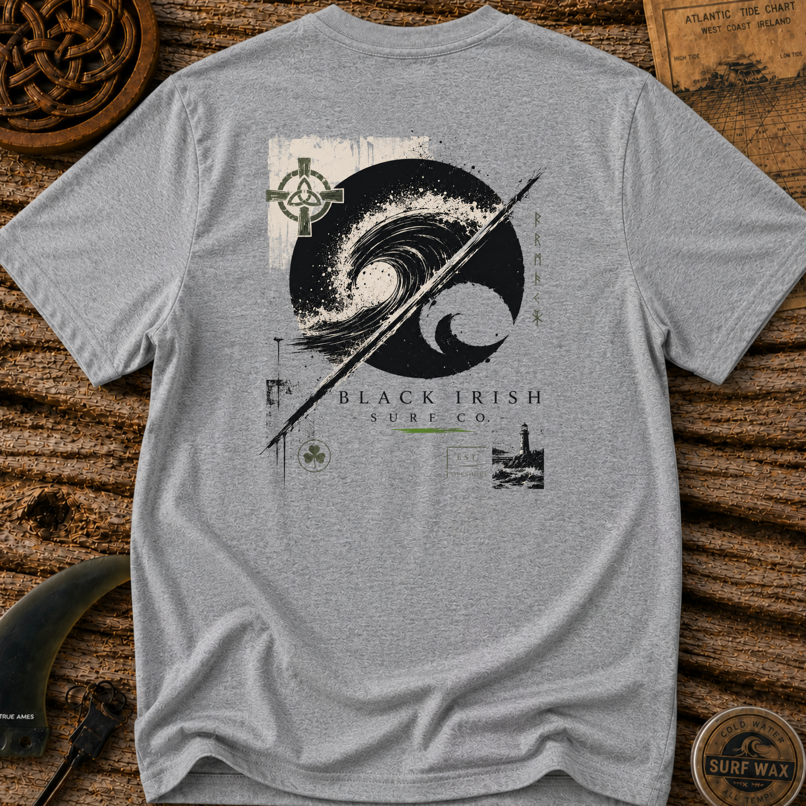 Black Irish Surf Streetwear  T-shirt