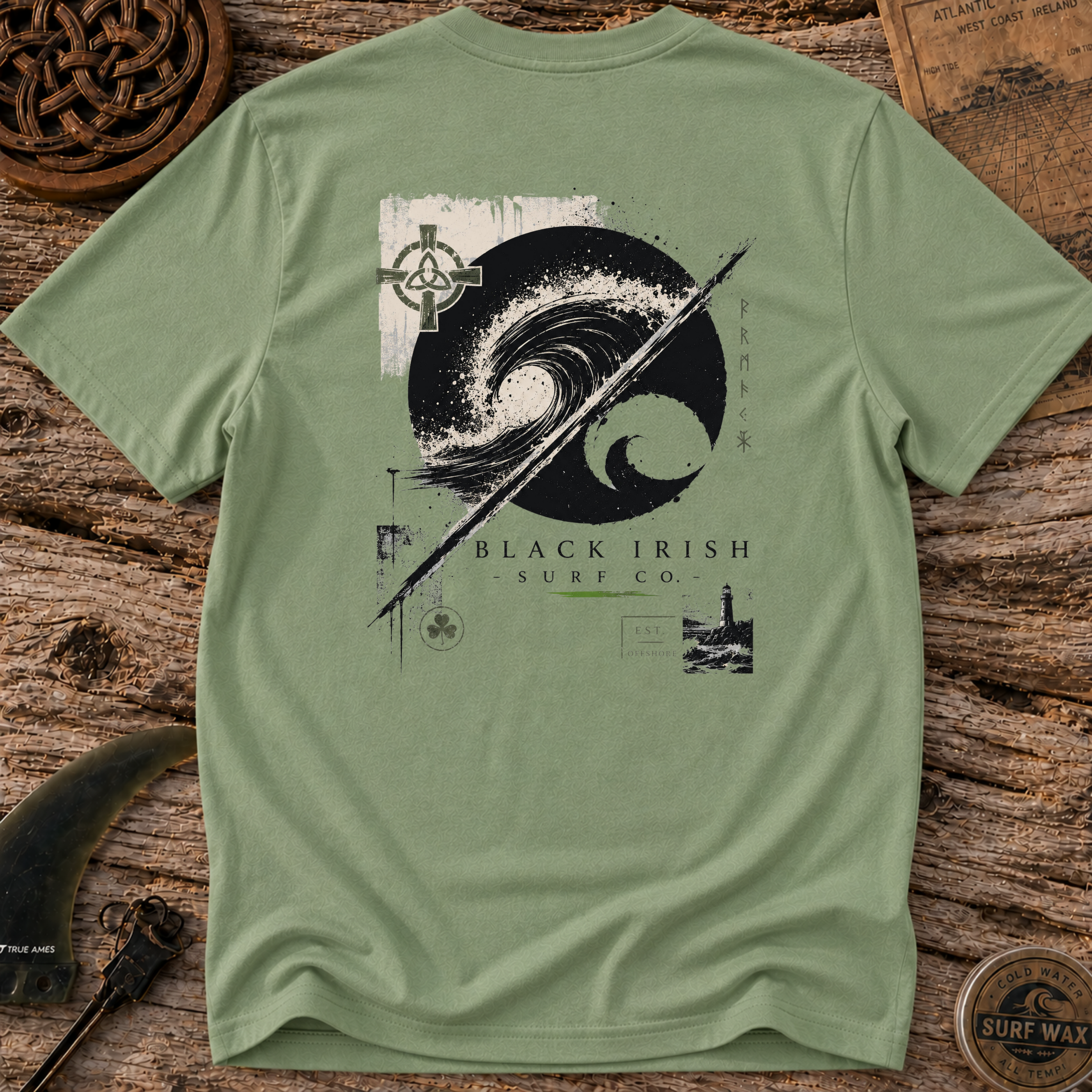 Black Irish Surf Streetwear  T-shirt