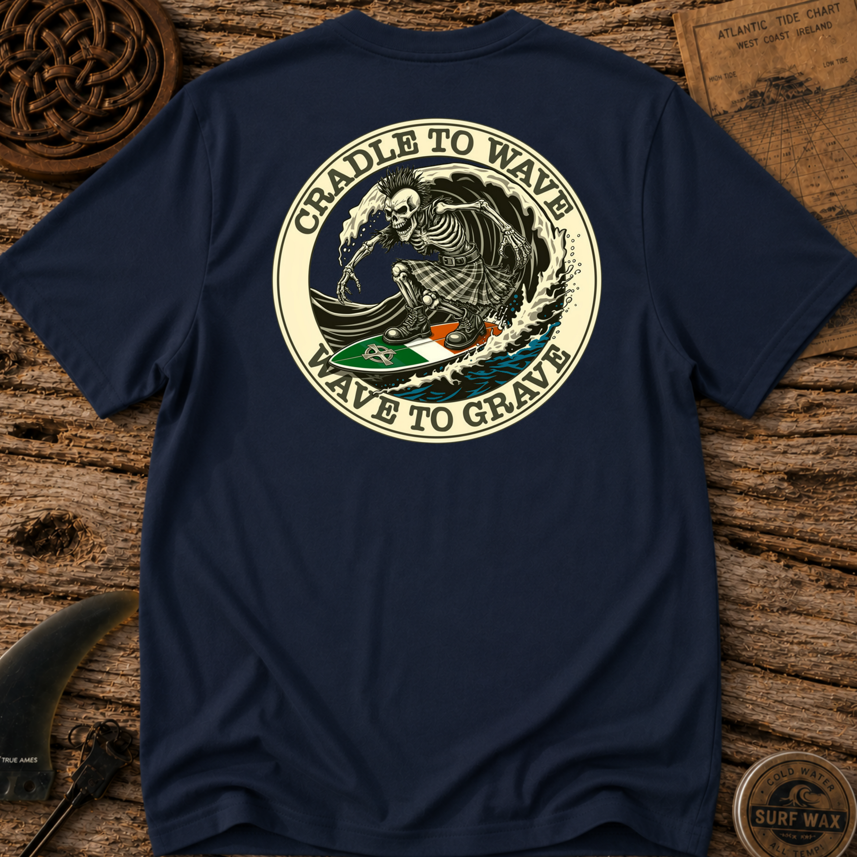 Black Irish Surf Co Bones Surfing T-shirt