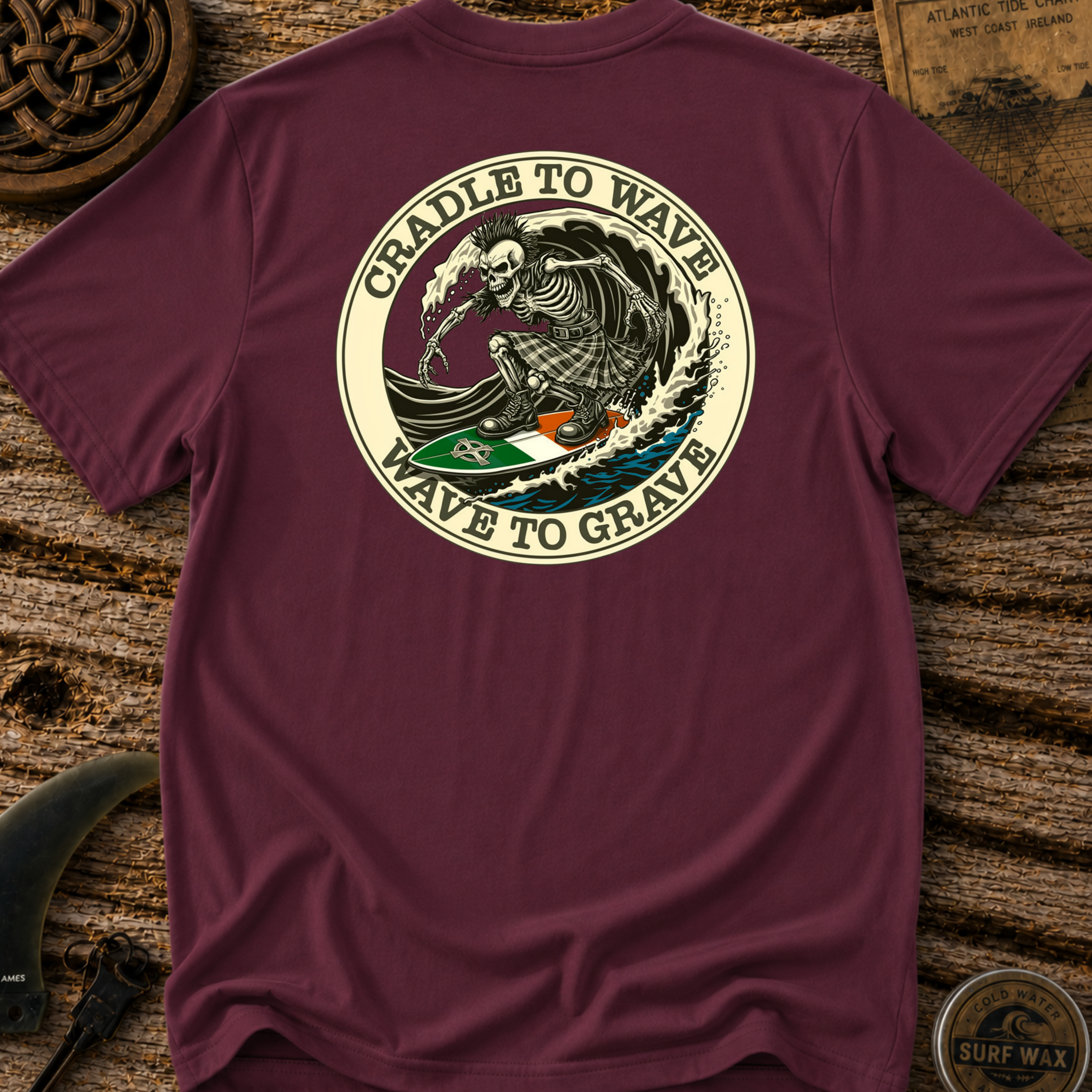 Black Irish Surf Co Bones Surfing T-shirt