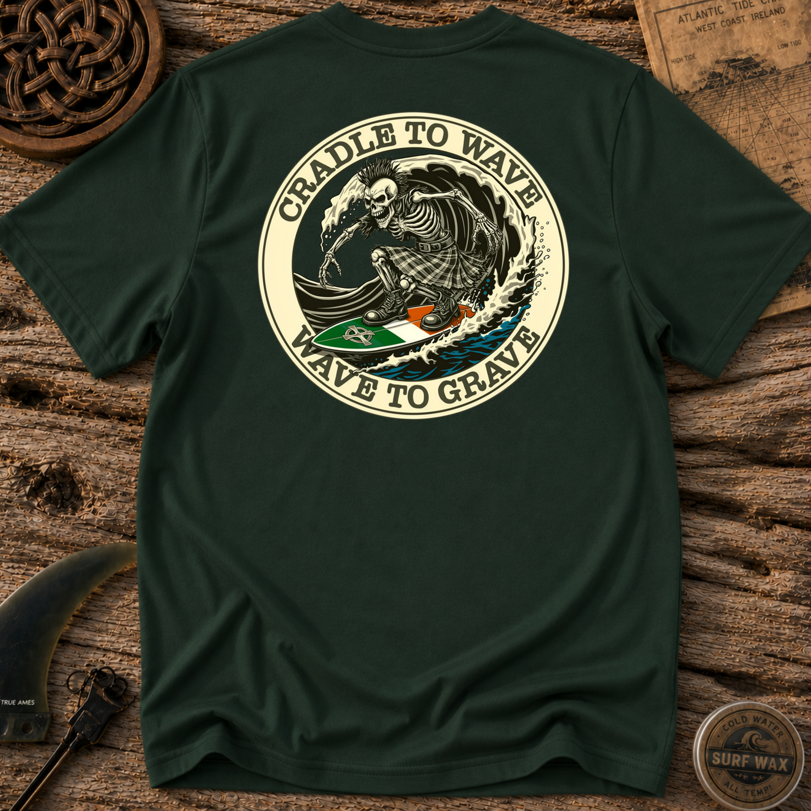 Black Irish Surf Co Bones Surfing T-shirt
