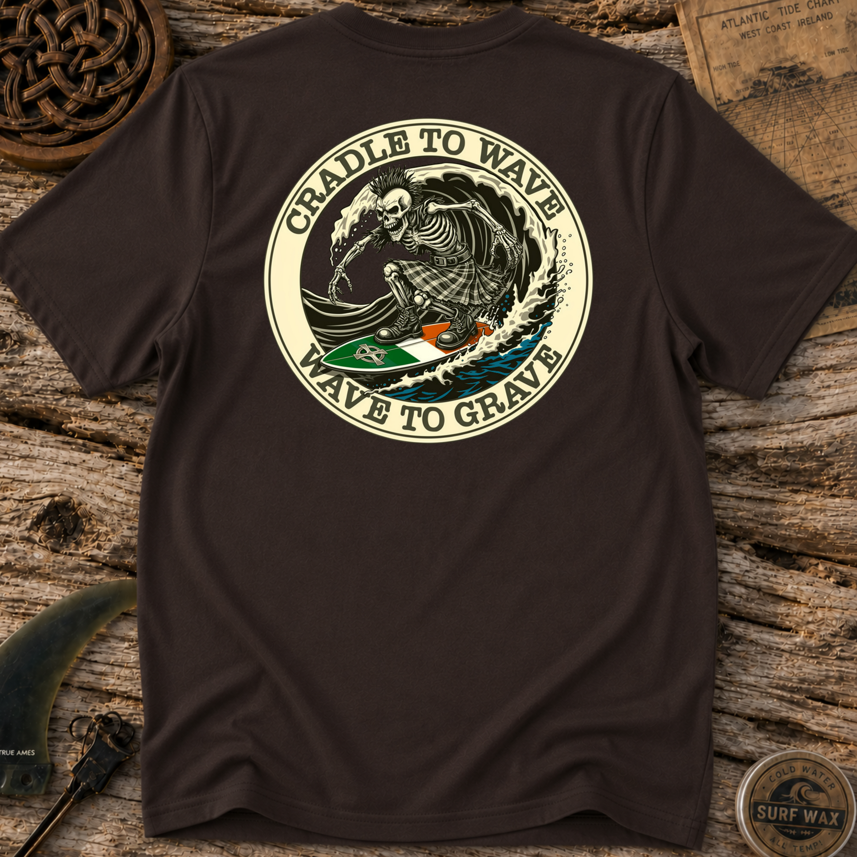 Black Irish Surf Co Bones Surfing T-shirt