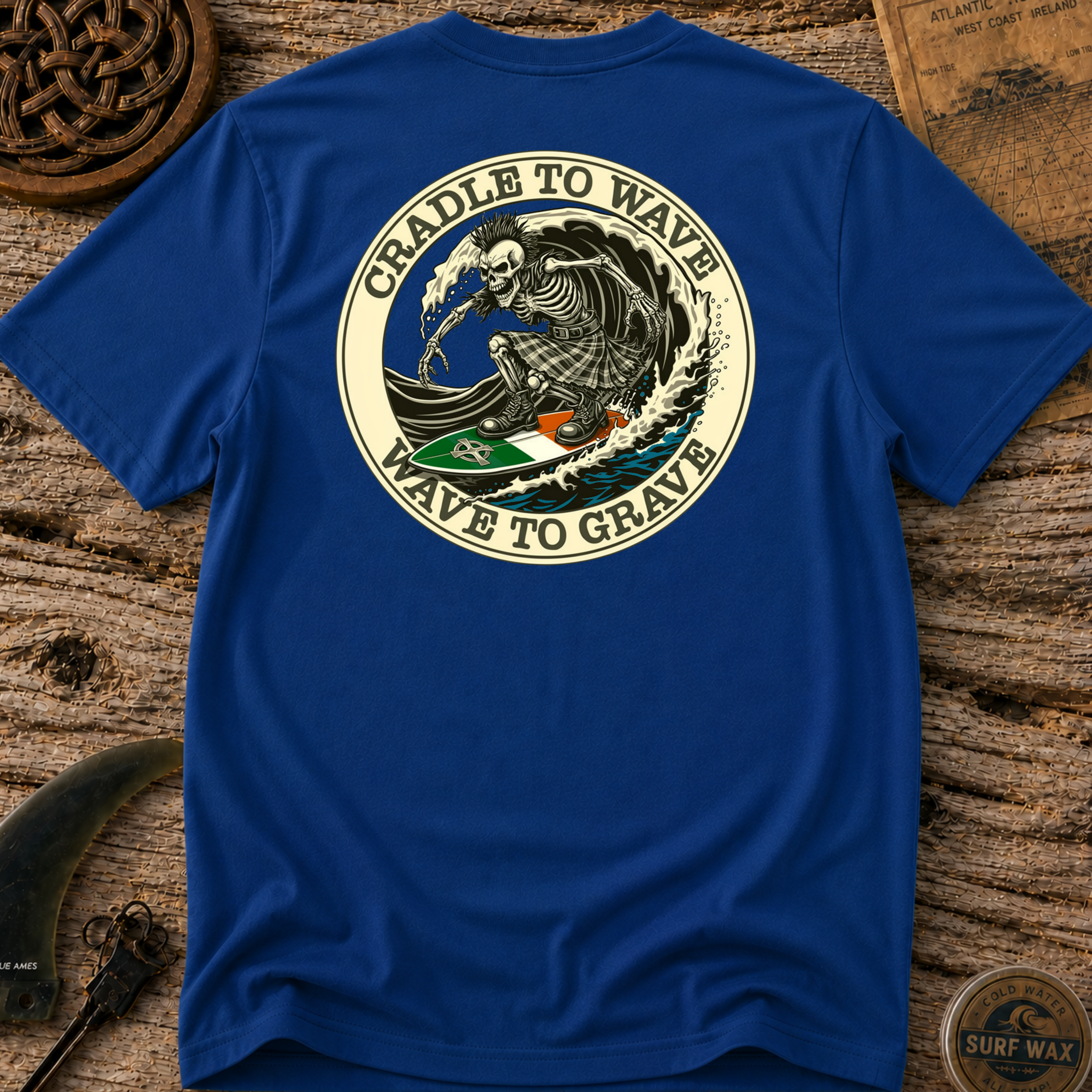 Black Irish Surf Co Bones Surfing T-shirt