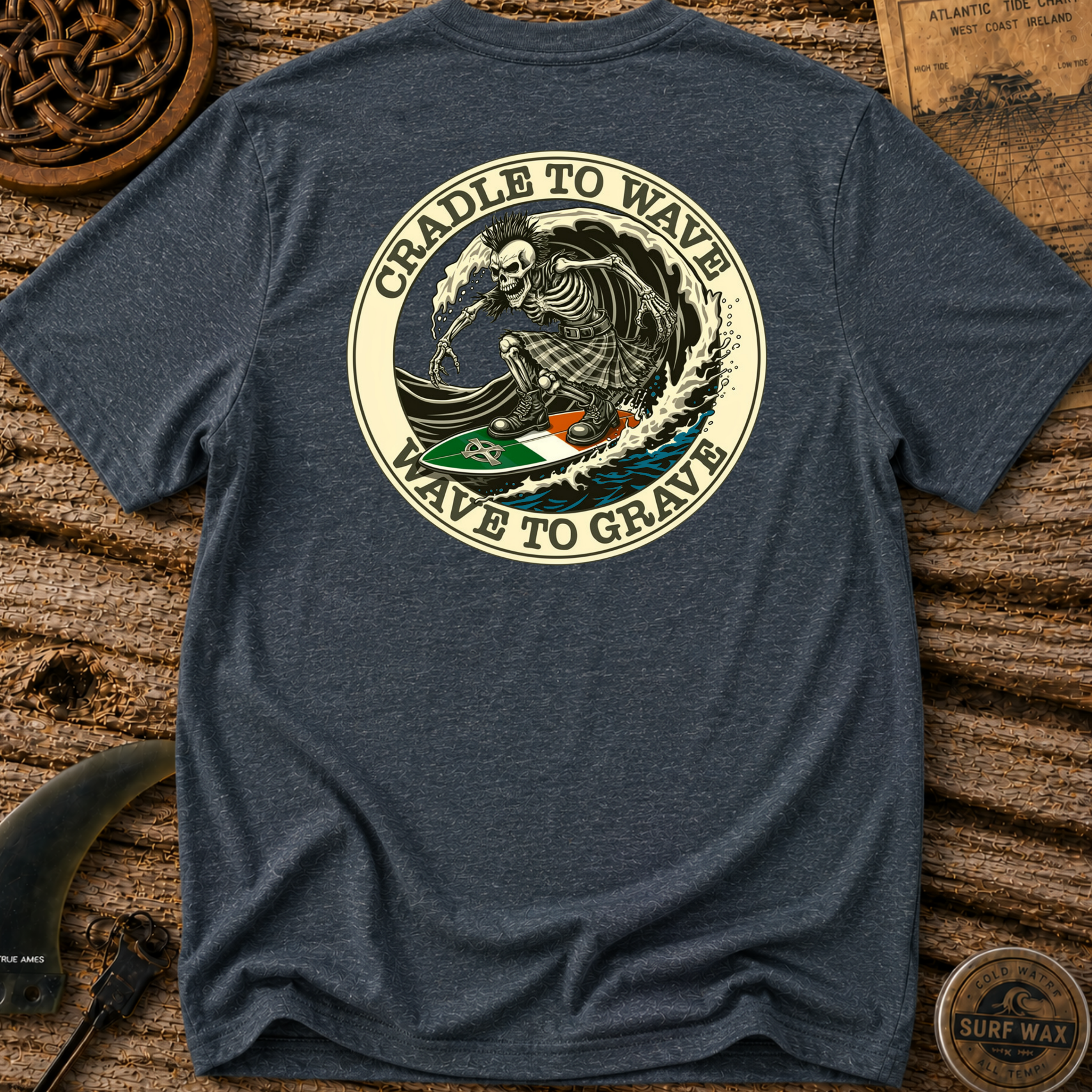 Black Irish Surf Co Bones Surfing T-shirt