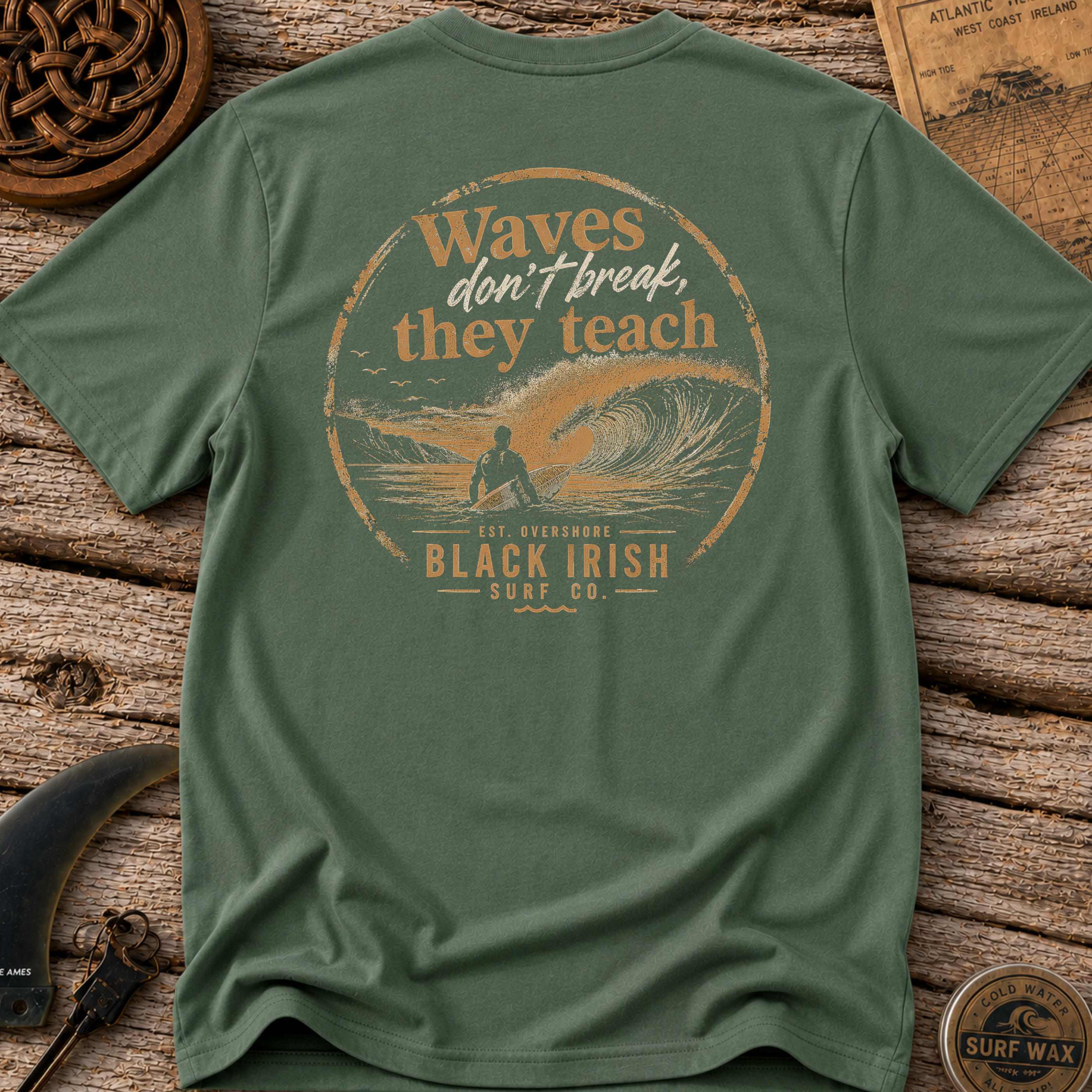 Black Irish Waves Don't Break They Teach T-shirt