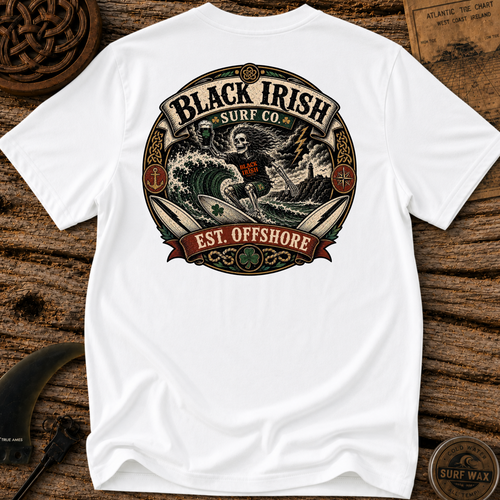 Black Irish Ride The Storm Surfing  T-shirt