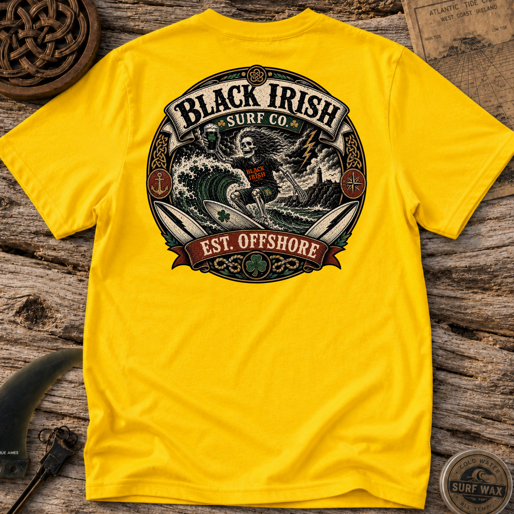 Black Irish Ride The Storm Surfing  T-shirt